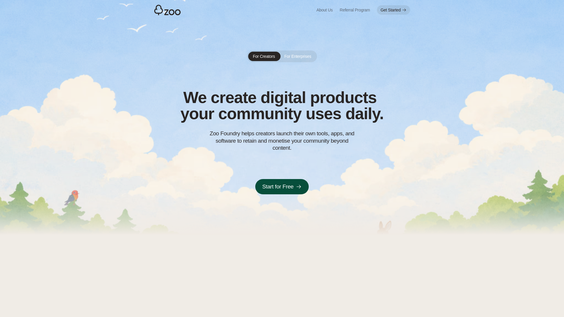 website screenshot of https://zoofoundry.com/