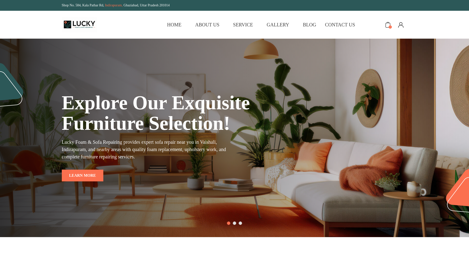 website screenshot of https://luckyfoamsofarepairing.in/