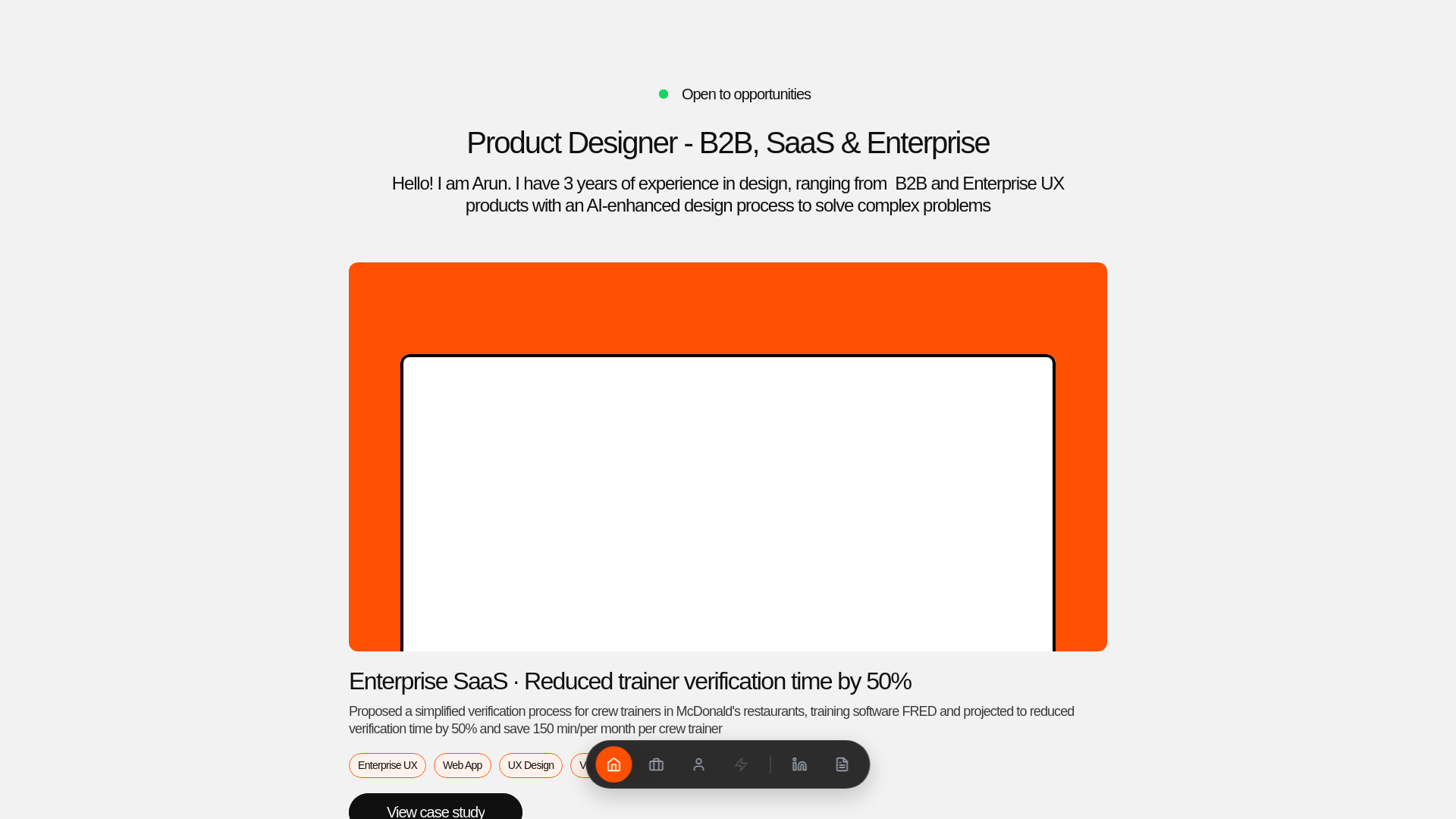 website screenshot of https://arunachalamdesign.com/
