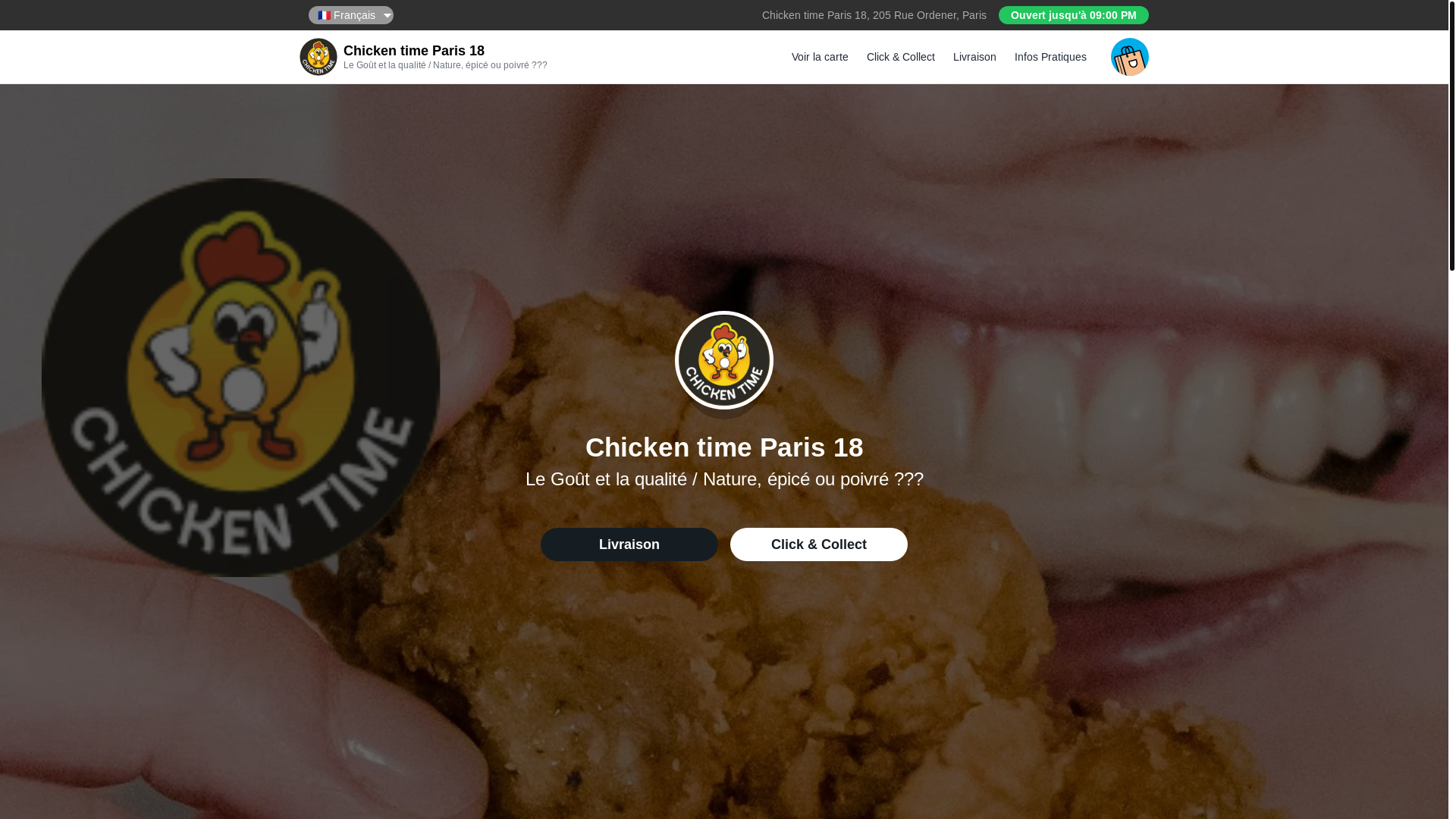 website screenshot of https://chickentimeparis18.fr/