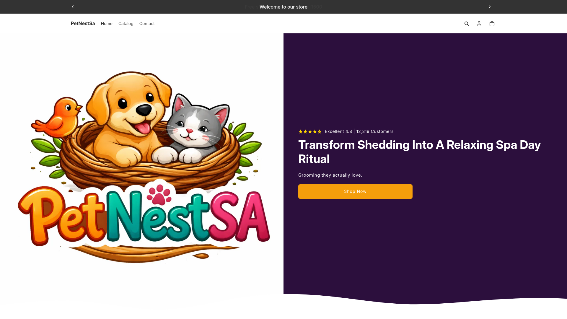 website screenshot of https://petnestsa.co.za