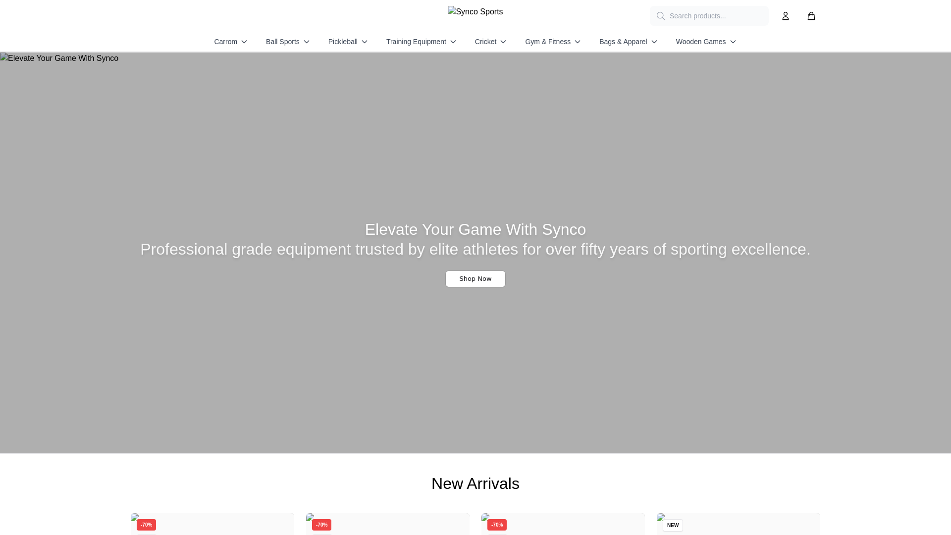 website screenshot of https://syncosportsstore.shop/