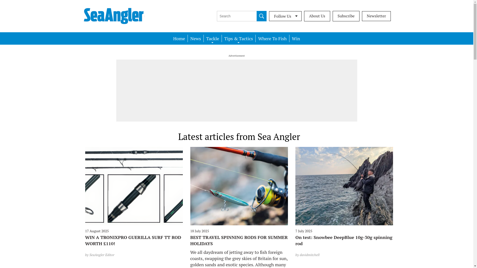 website screenshot of https://seaangler.co.uk/