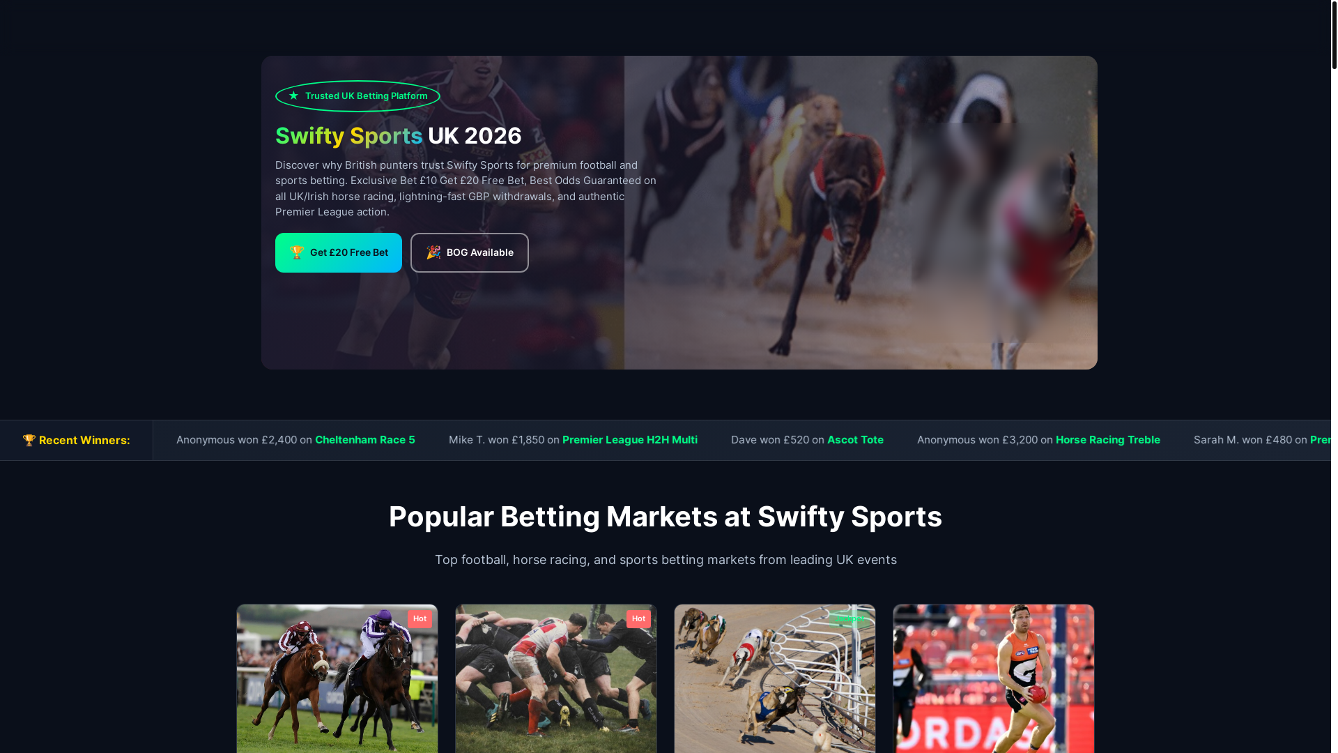 website screenshot of https://swiftysports-uk.com/