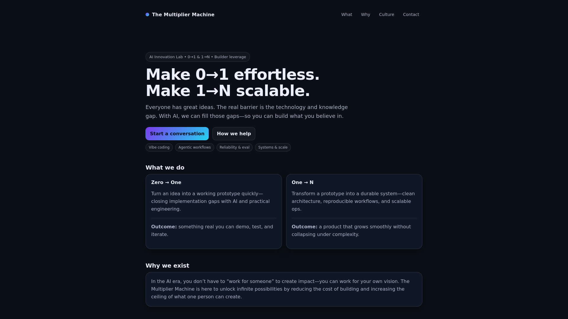 website screenshot of https://the-multiplier-machine.pages.dev/