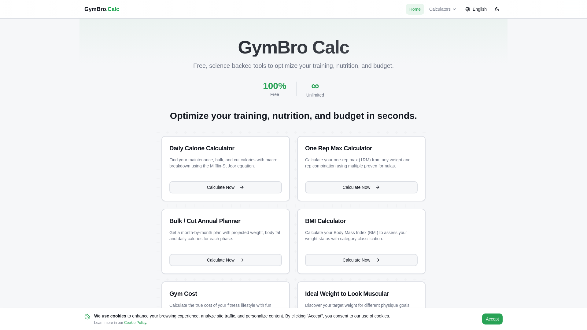 website screenshot of https://gymbrocalc.pages.dev/