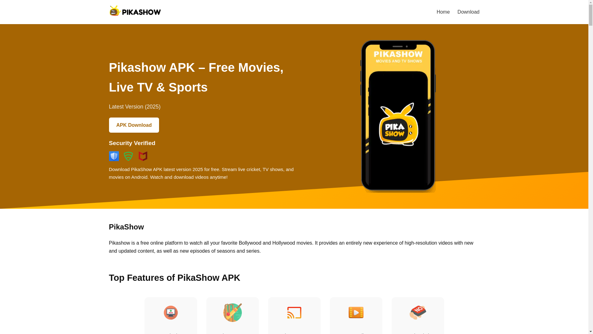 website screenshot of https://pikashowdownload.org.in/