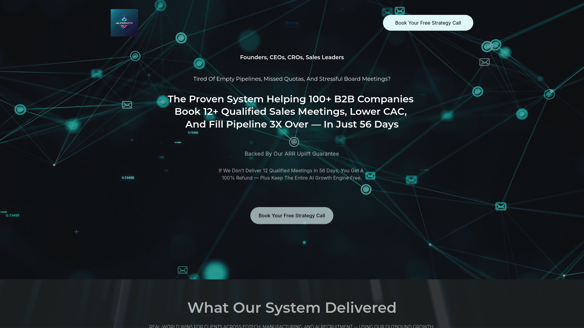 website screenshot of https://alchemonmail.info/