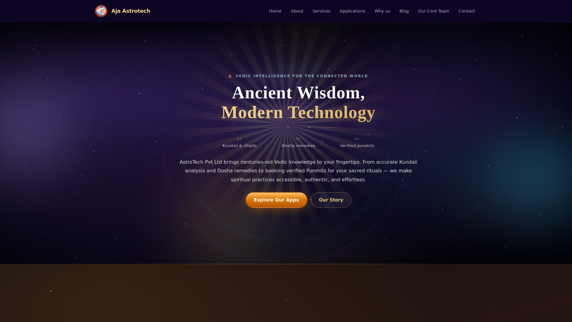 website screenshot of https://ajaastrotech.com/