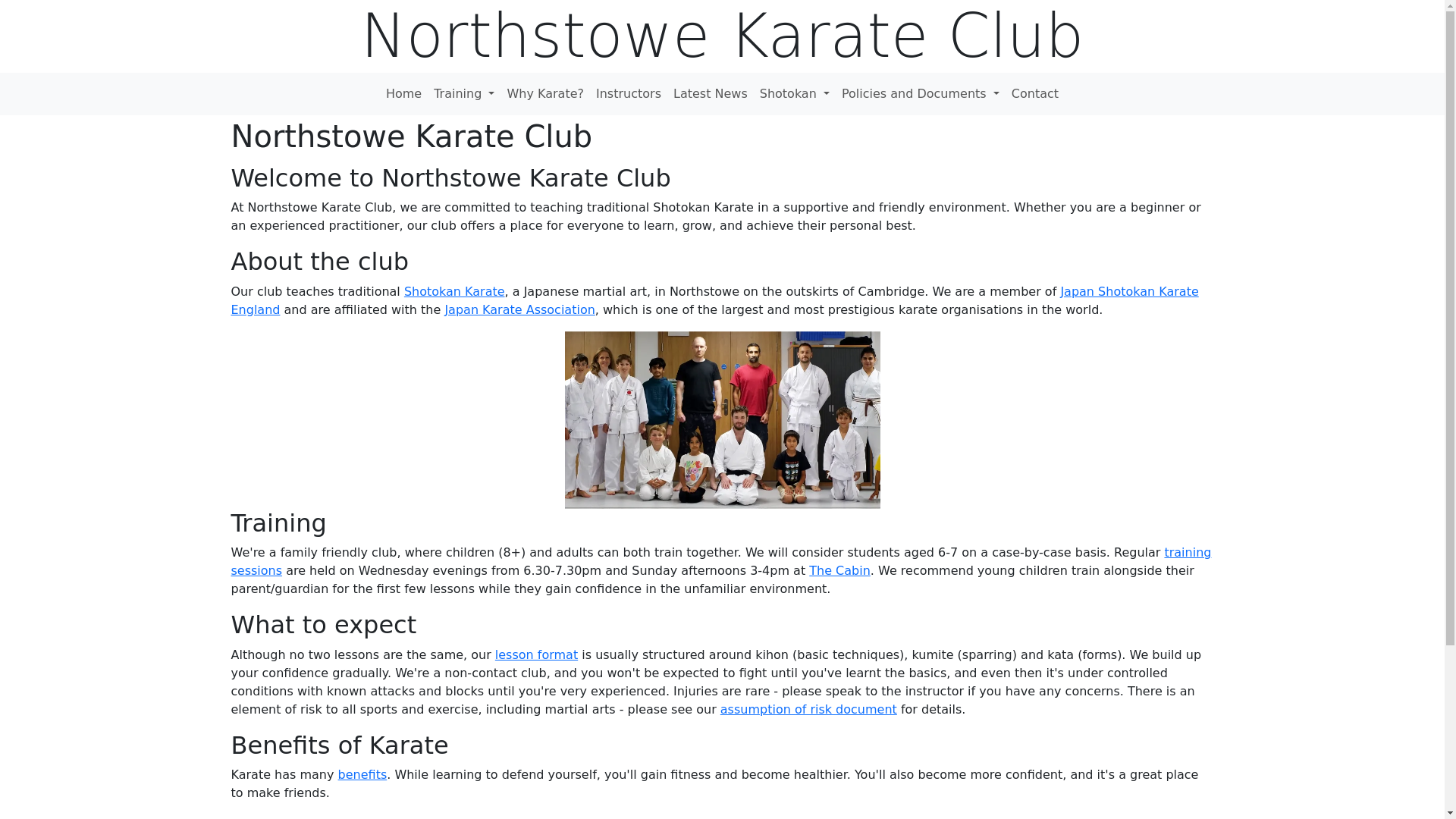 website screenshot of https://northstowekarate-github-io.pages.dev/