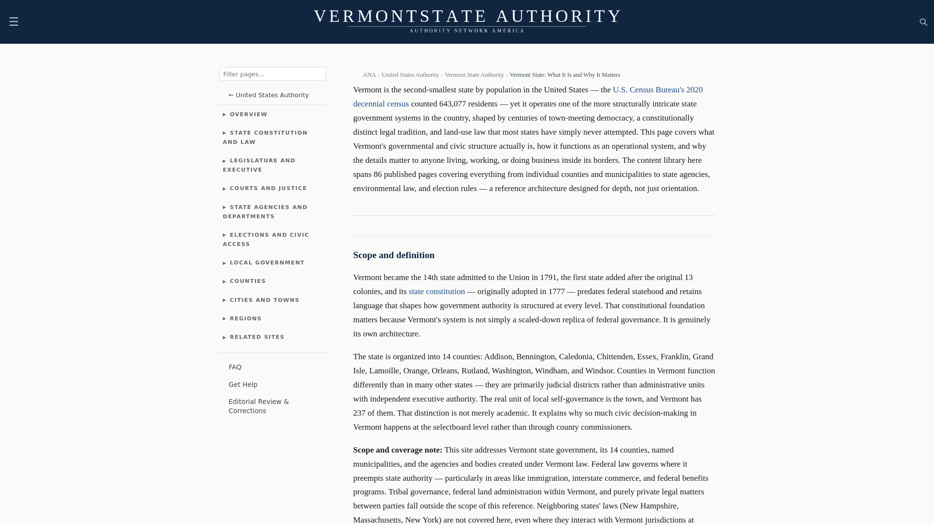 website screenshot of https://vermontstateauthority.com/