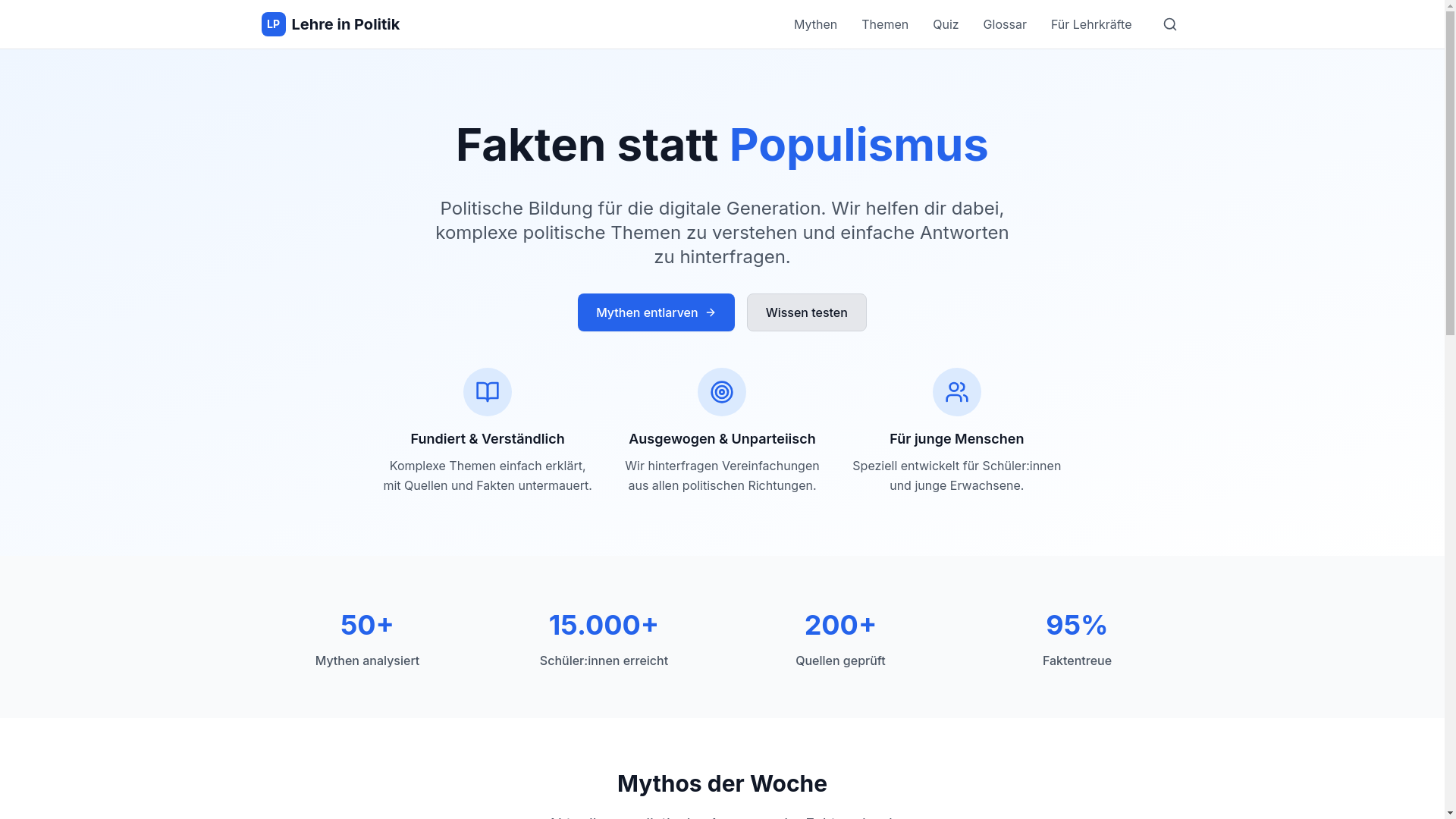 website screenshot of https://lehre-in-politik.de/