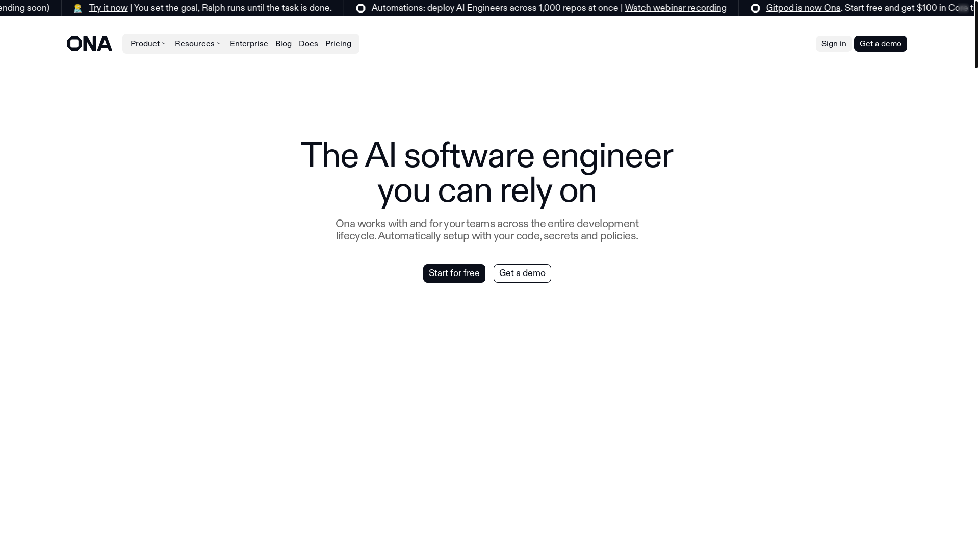 website screenshot of https://ona.com
