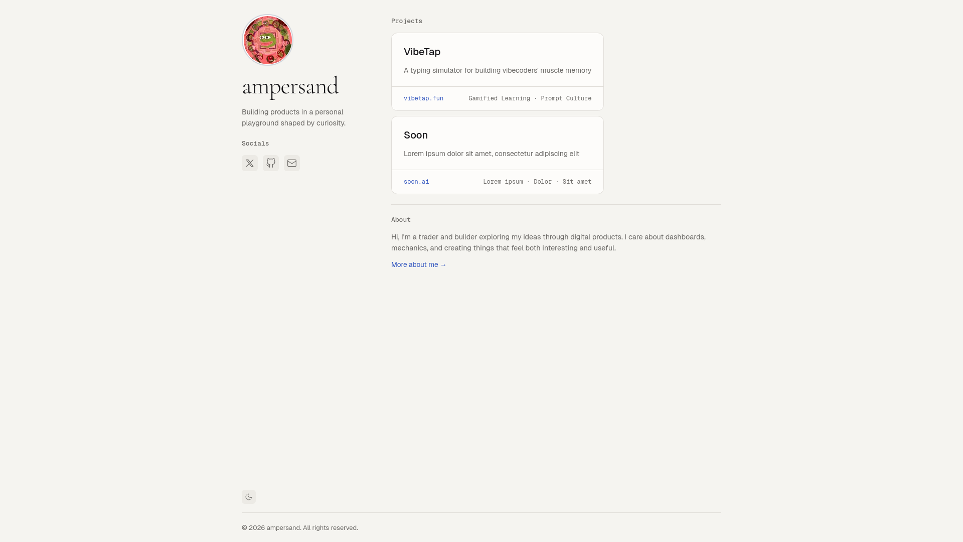 website screenshot of https://amprsnd.dev/