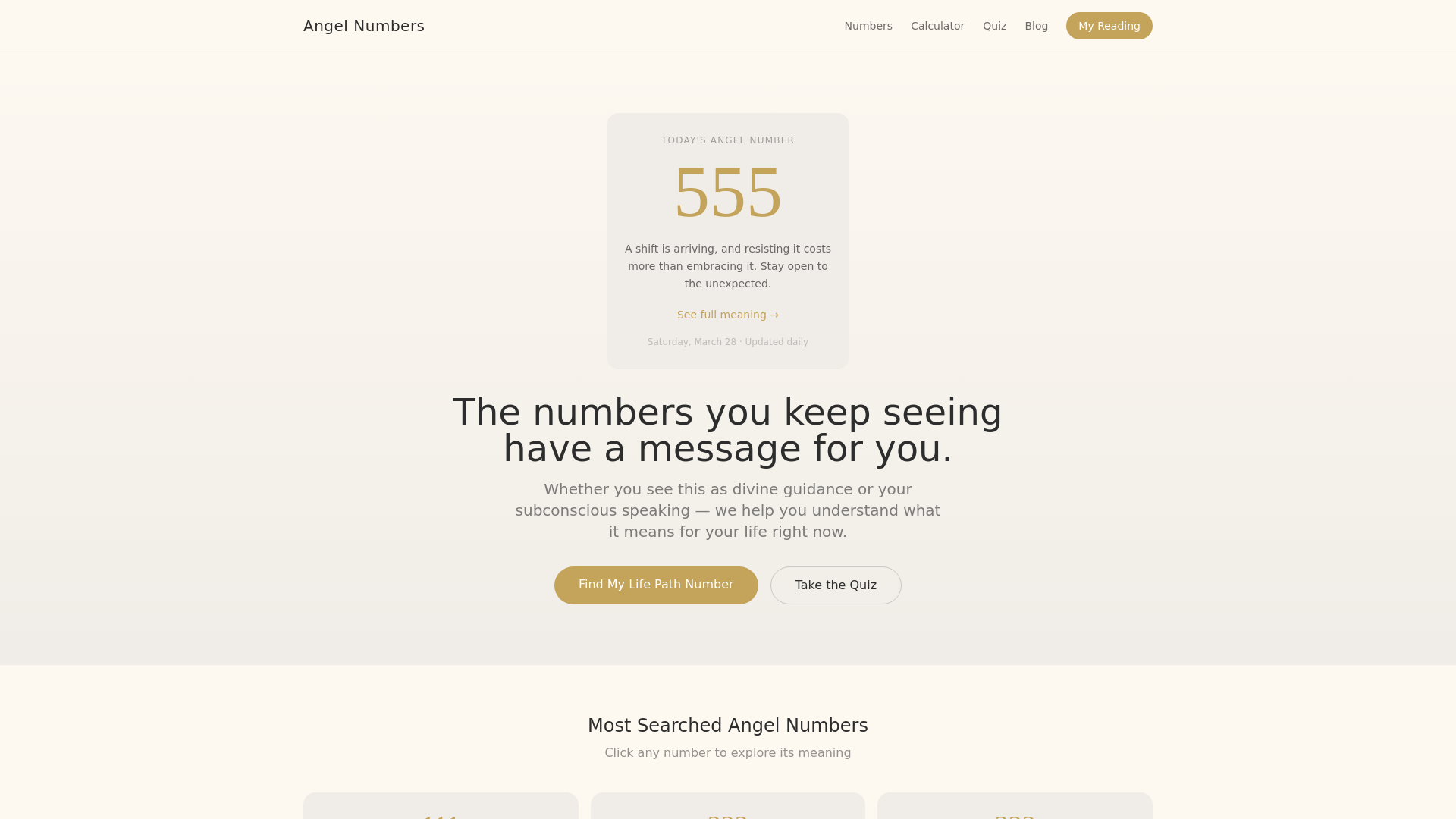 website screenshot of https://angel-numbers-t3r.pages.dev/