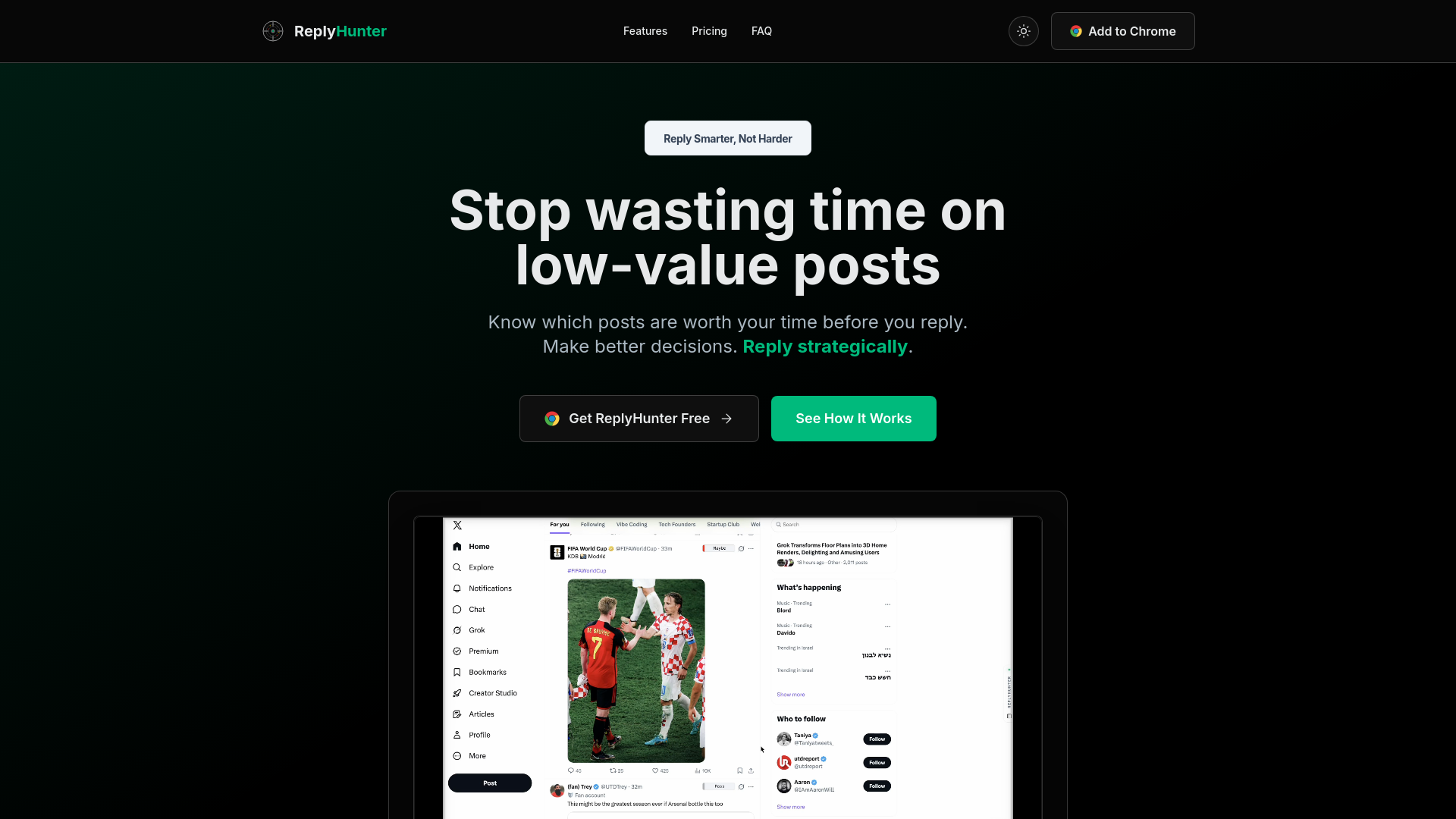 website screenshot of https://replyhunter.co