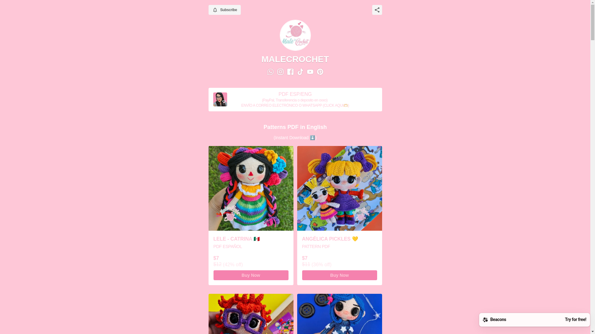 website screenshot of https://maleecrochet.com/
