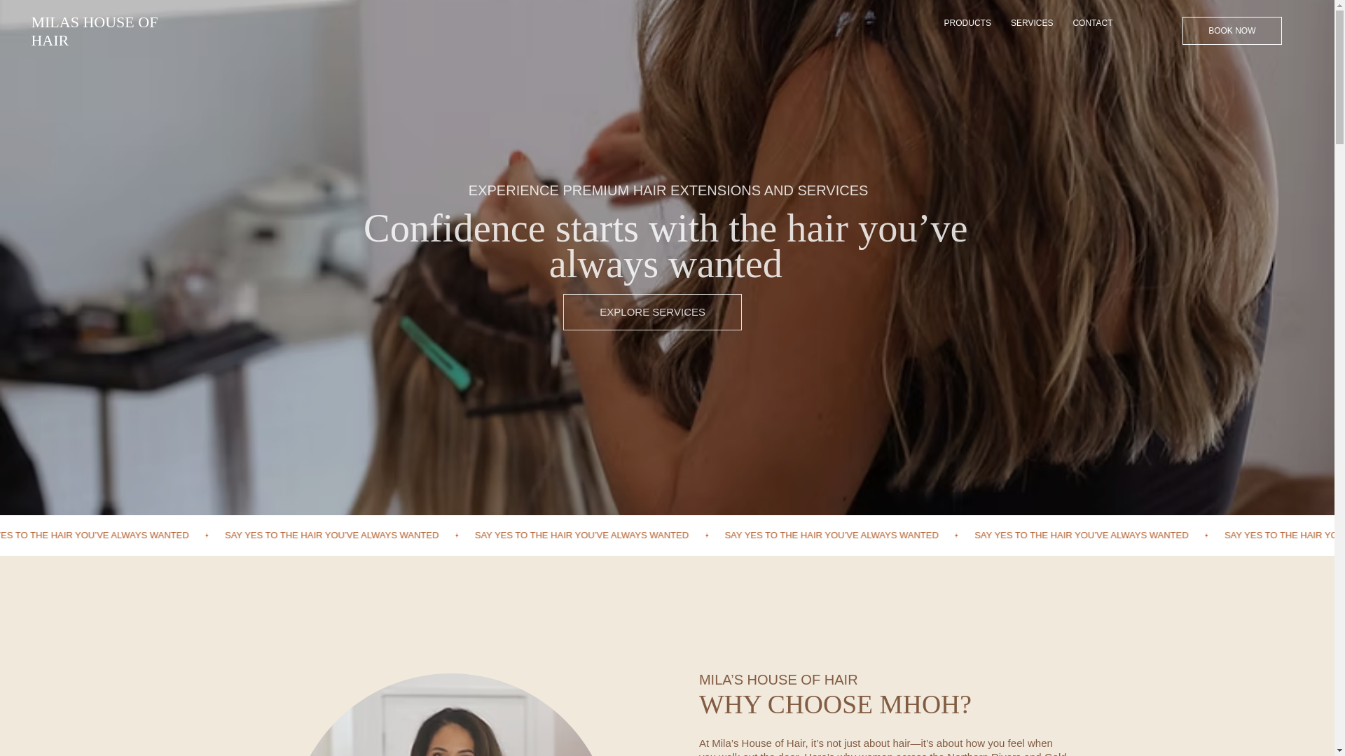 website screenshot of https://milashouseofhair.com/