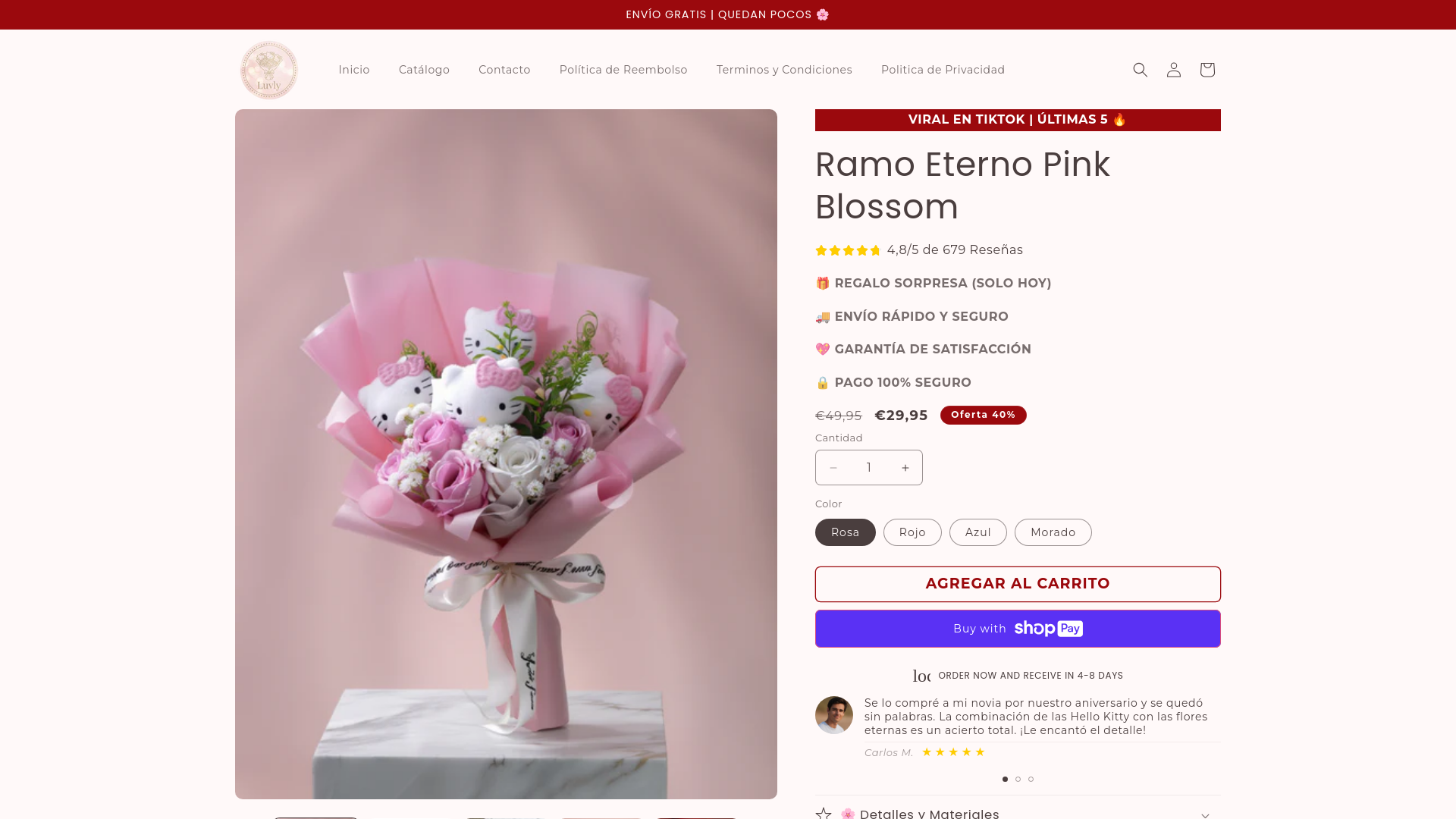 website screenshot of https://luvlygifts.store