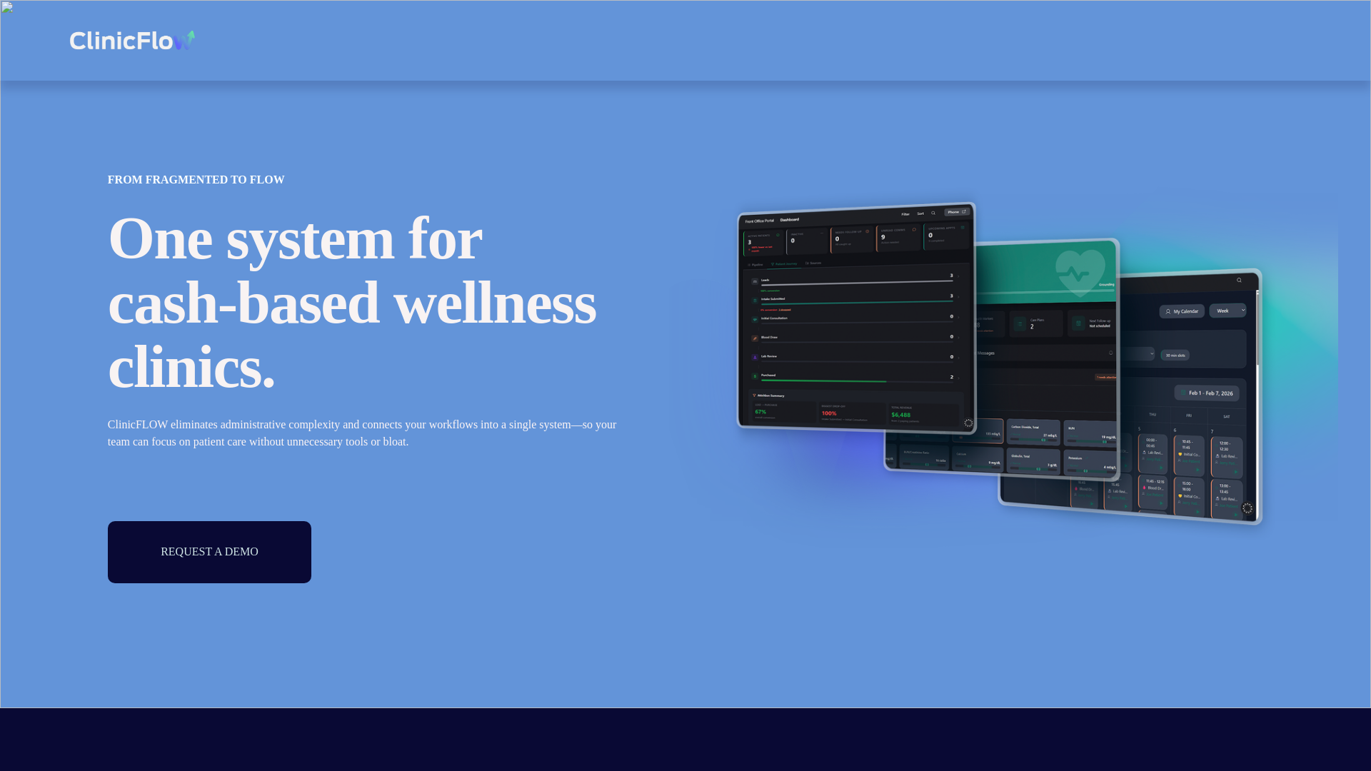 website screenshot of https://tryclinicflow.com/