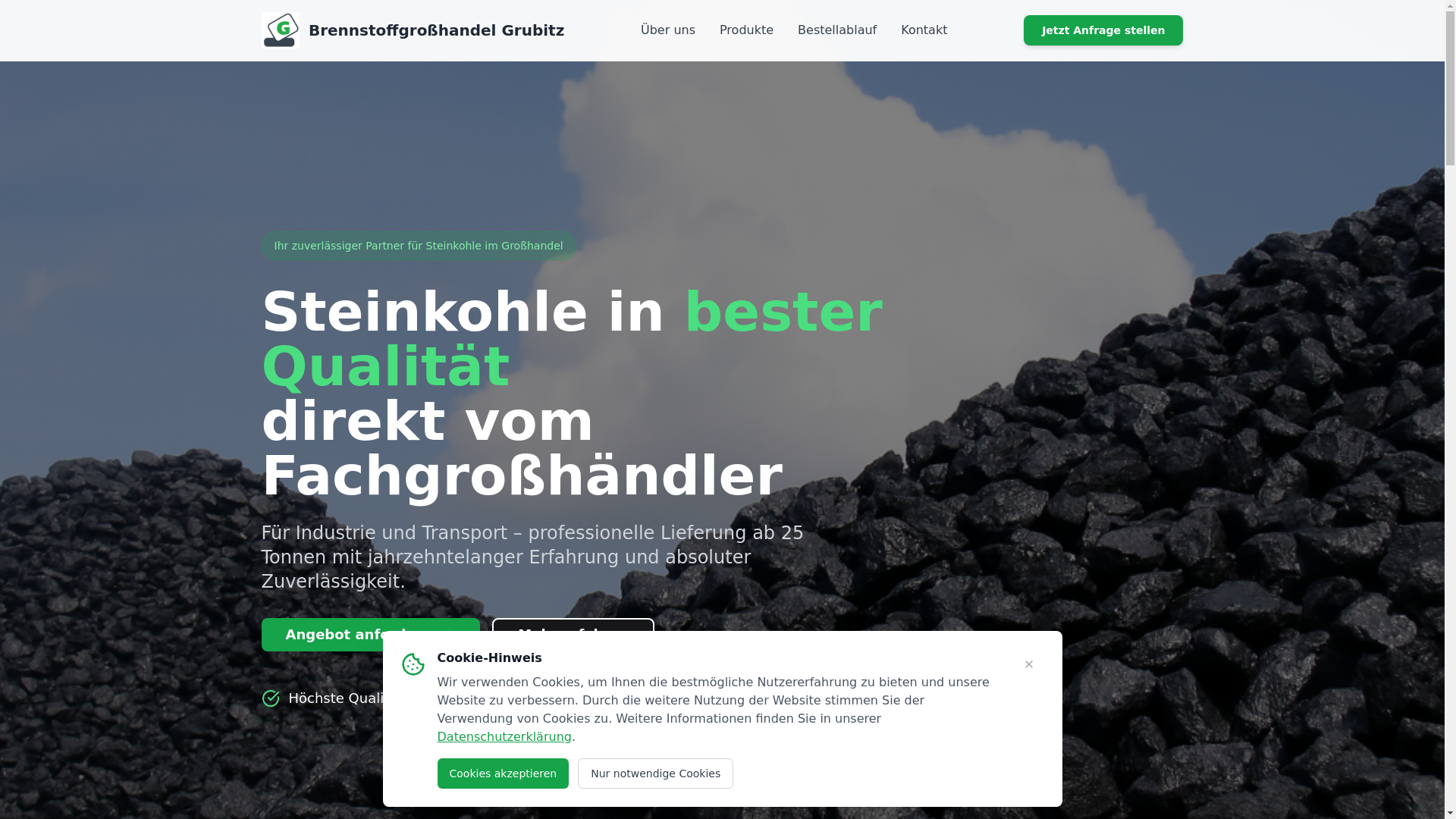 website screenshot of https://brennstoffgrosshandel.de/