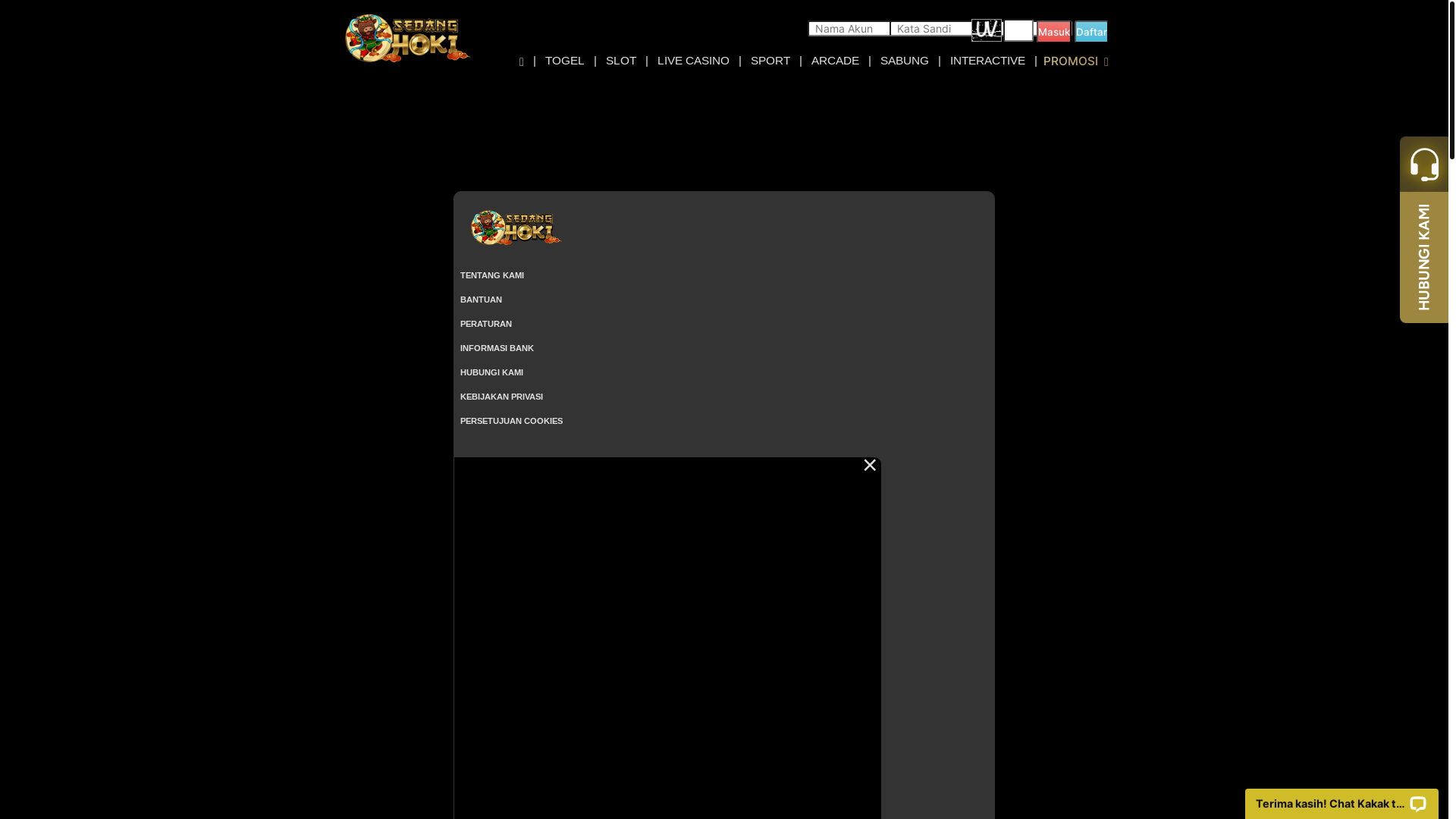 website screenshot of https://sedanghokiglobal.pics/