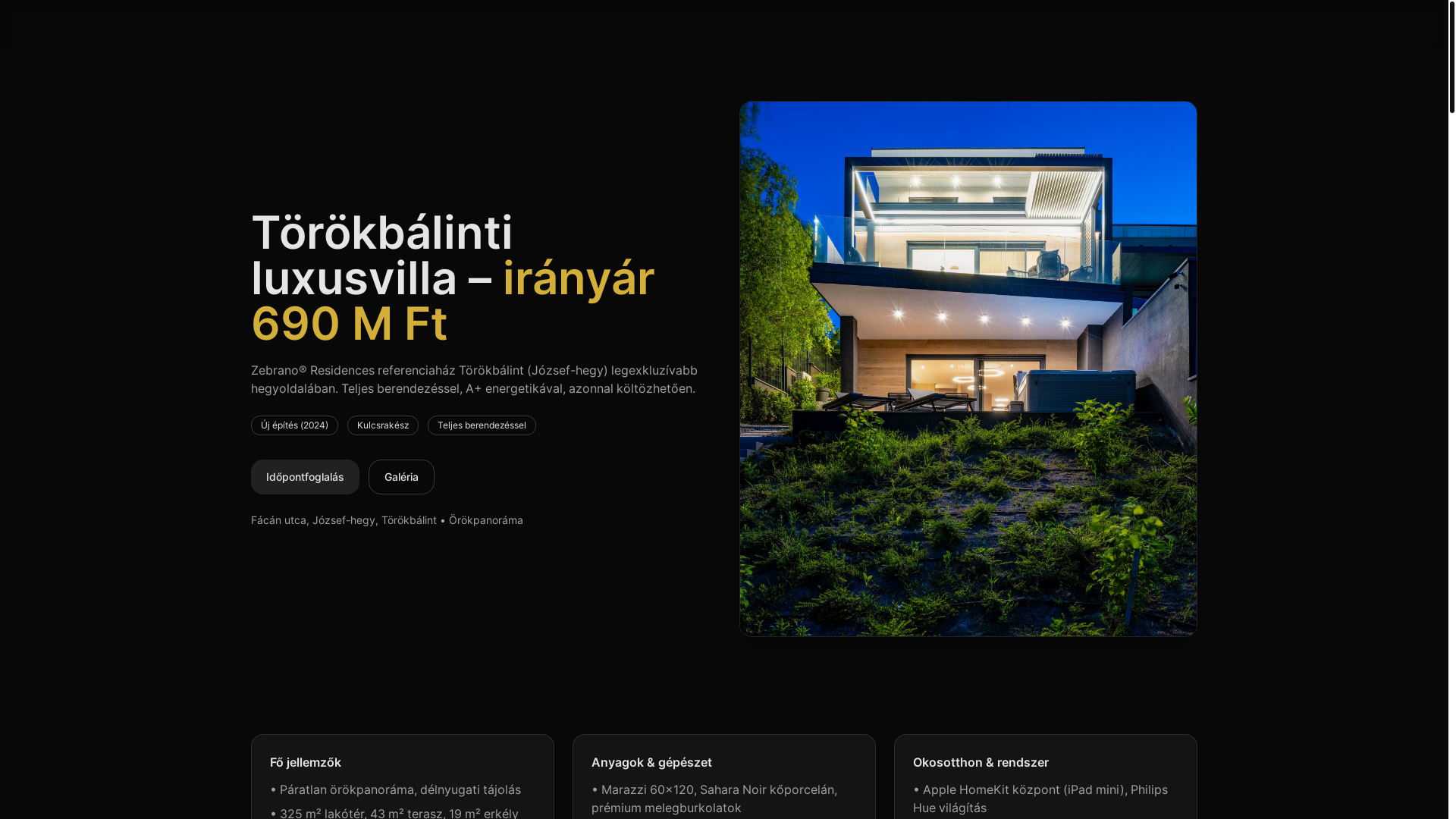website screenshot of https://zebranoresidences.hu/