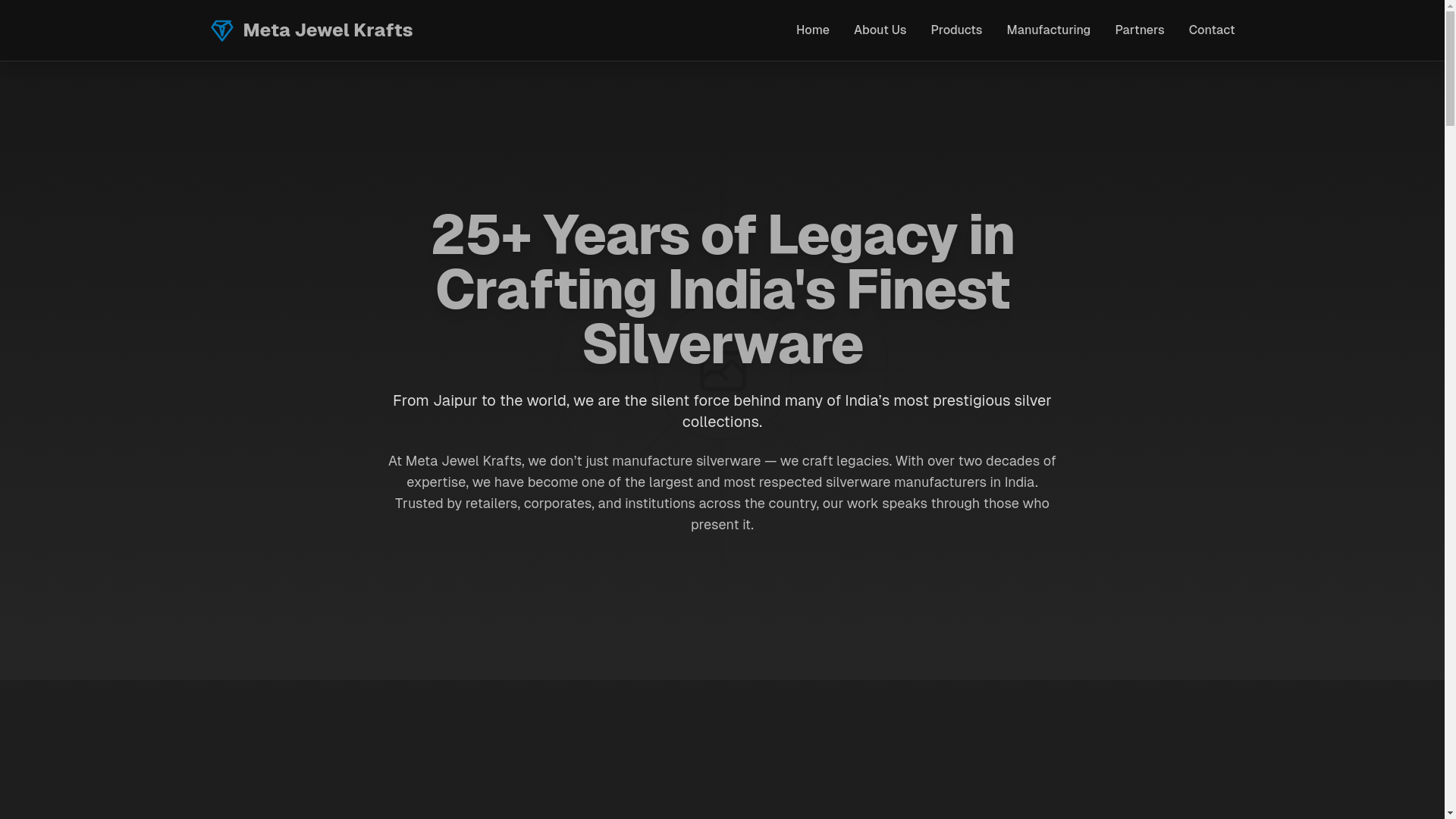 website screenshot of https://metajewelkrafts.in/