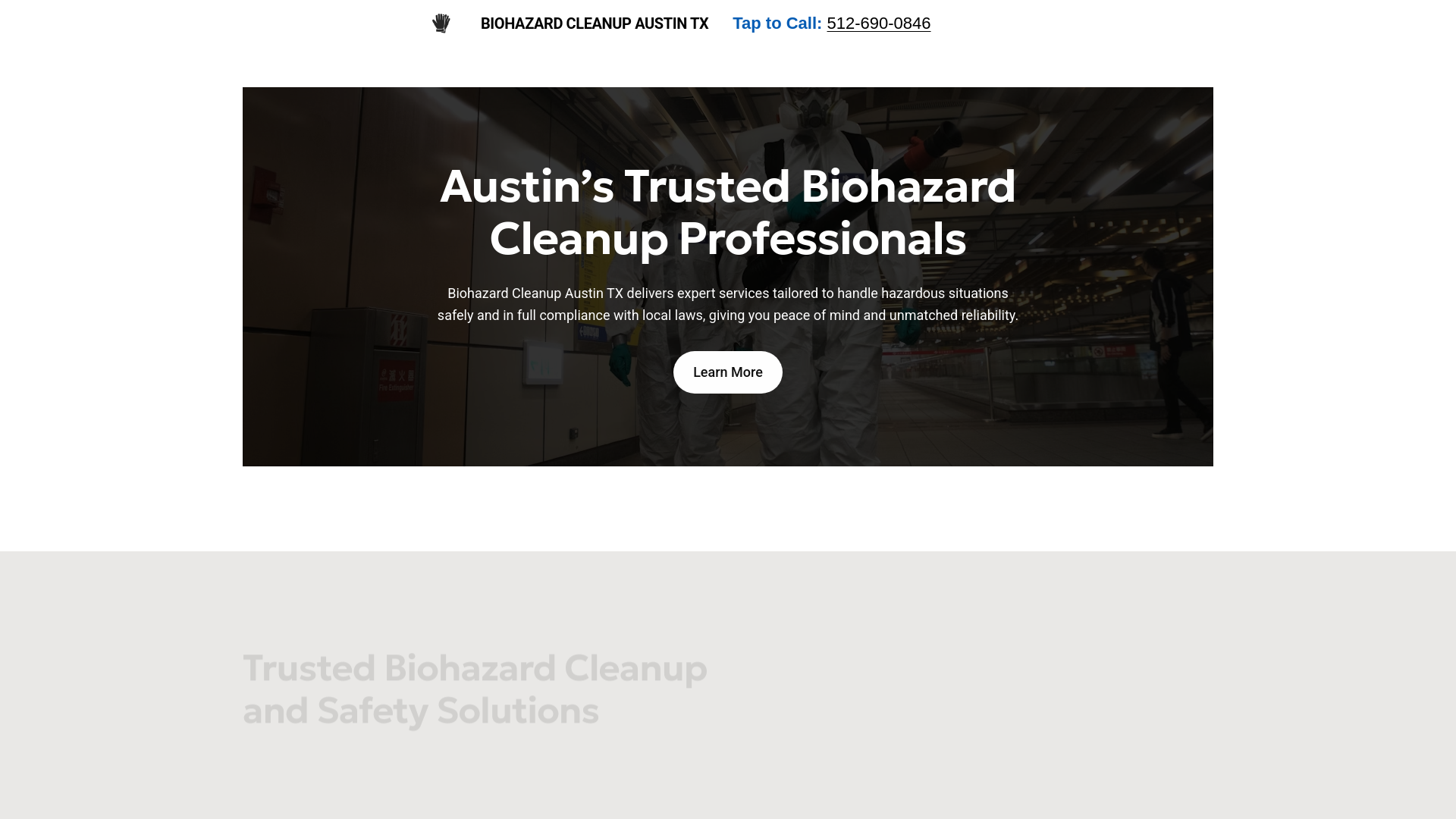 website screenshot of https://biohazardcleanupaustintx.com/