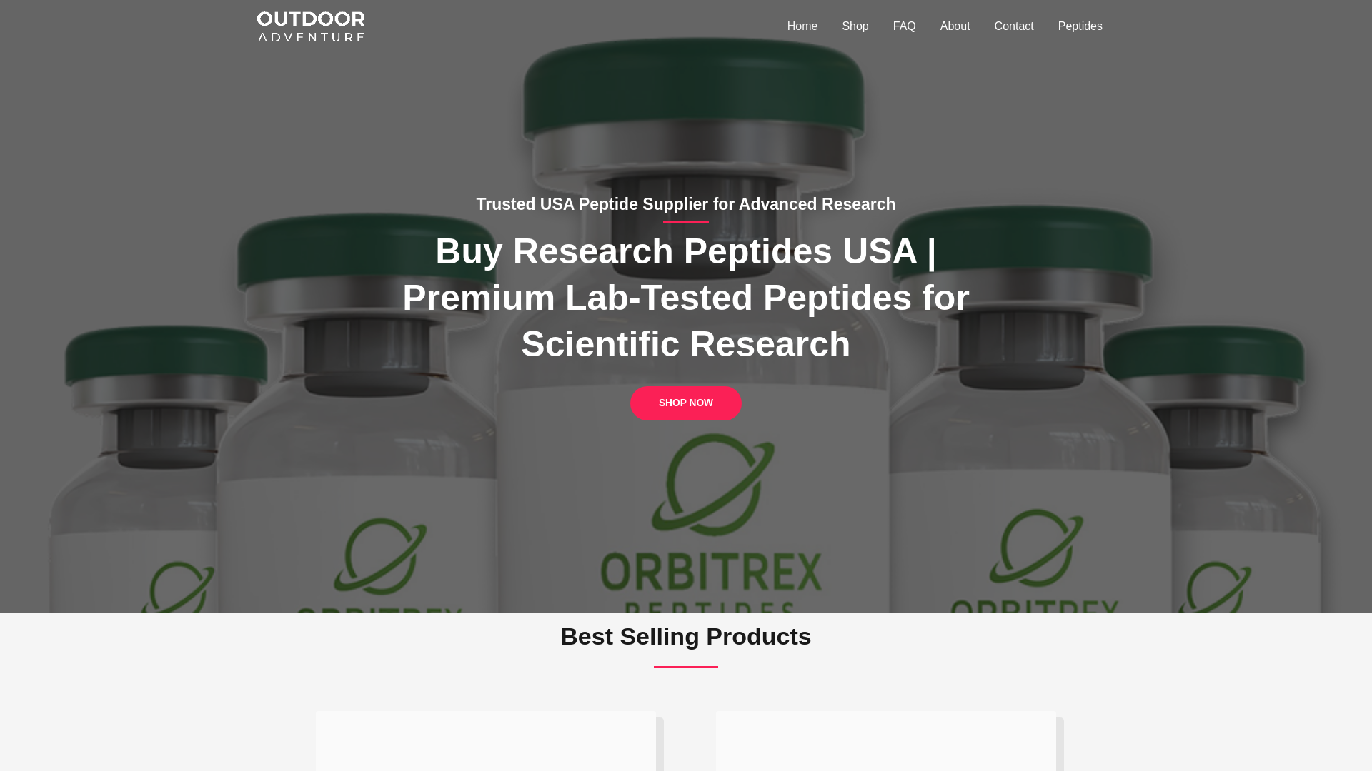 website screenshot of https://orbitrexpeptideslab.com/