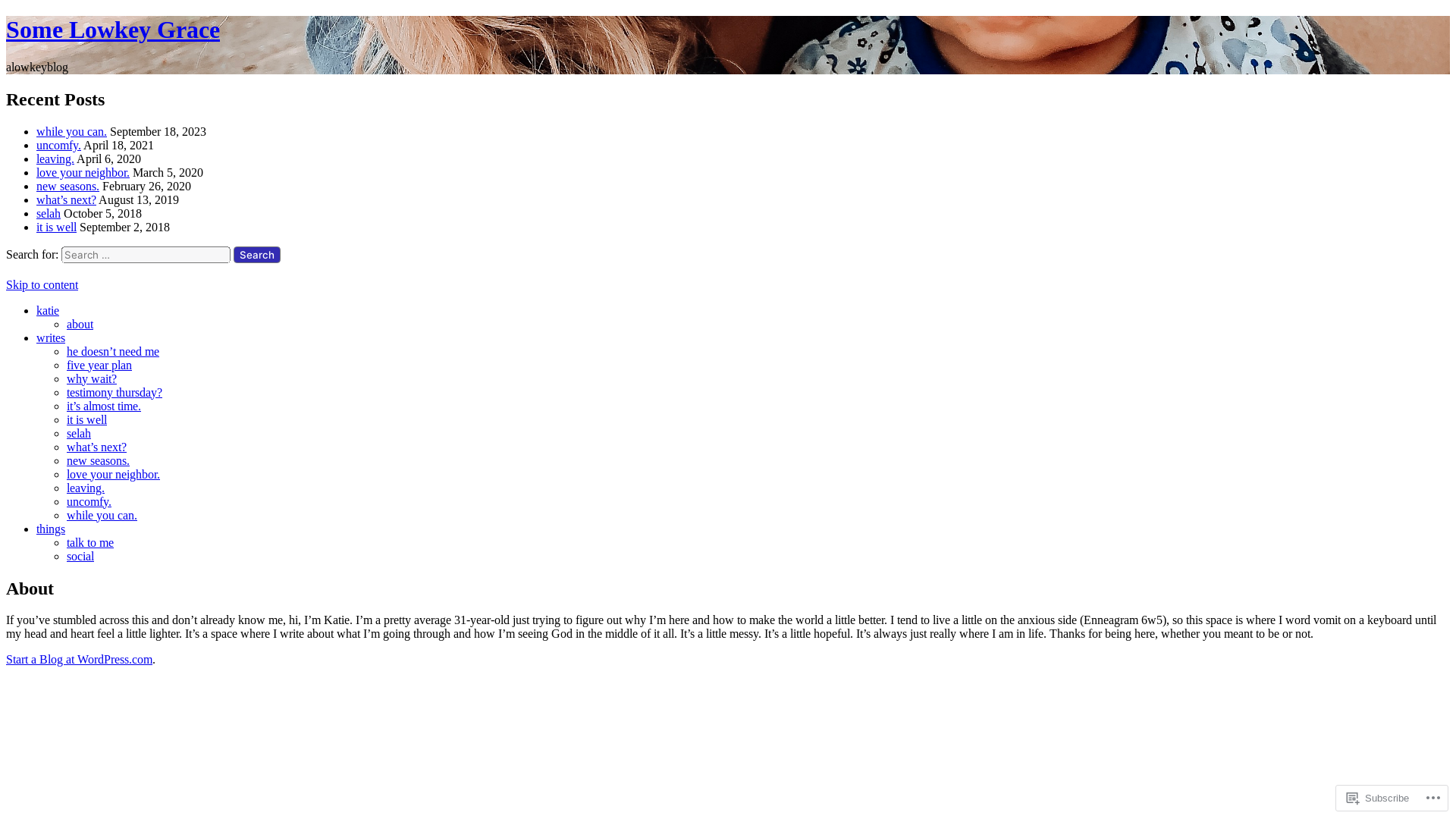 website screenshot of https://somelowkeygrace.blog/