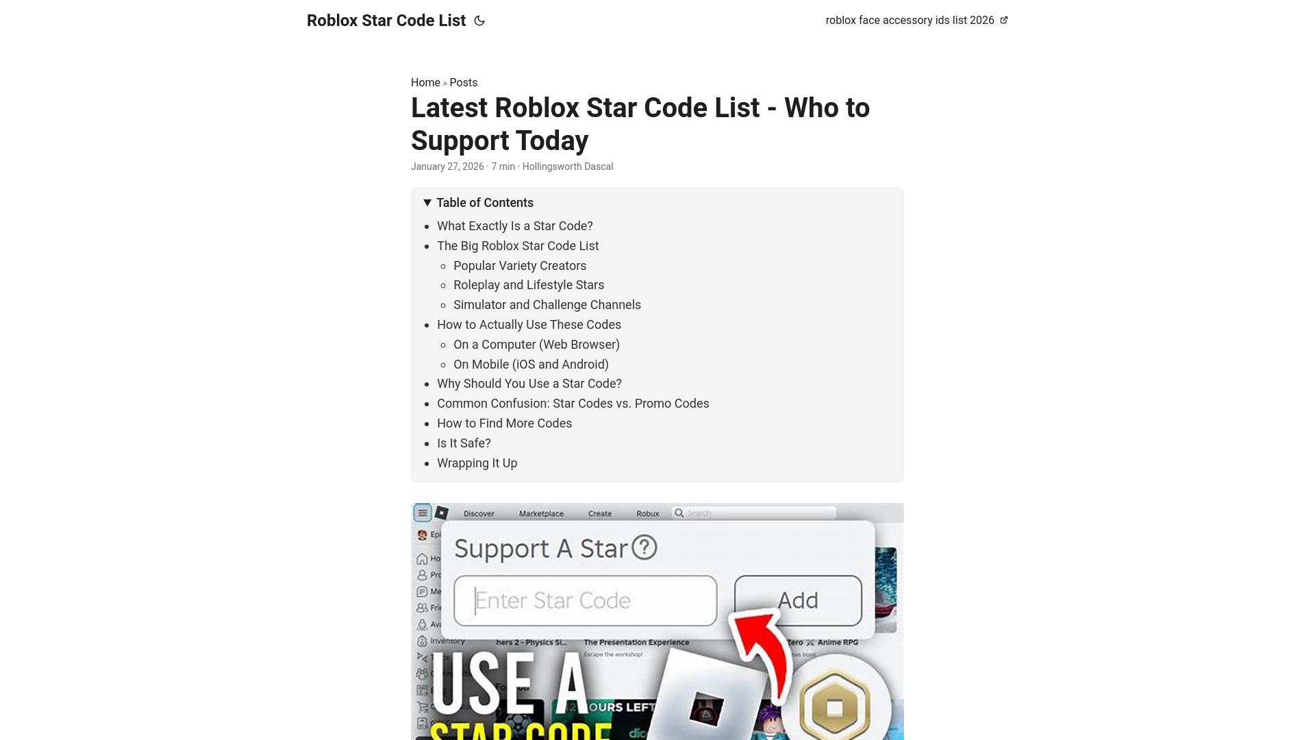 website screenshot of https://roblox-star-code-list.pages.dev/