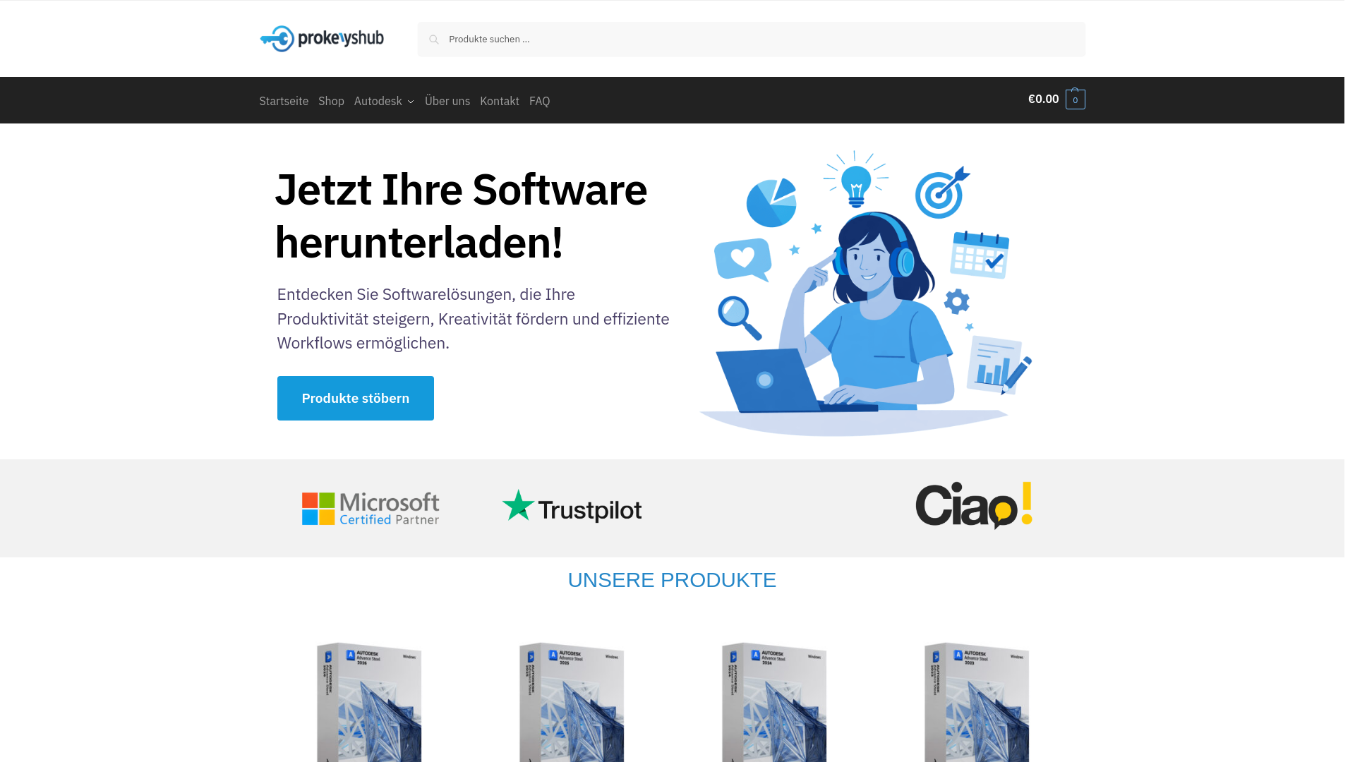 website screenshot of https://prokeyshub.de/