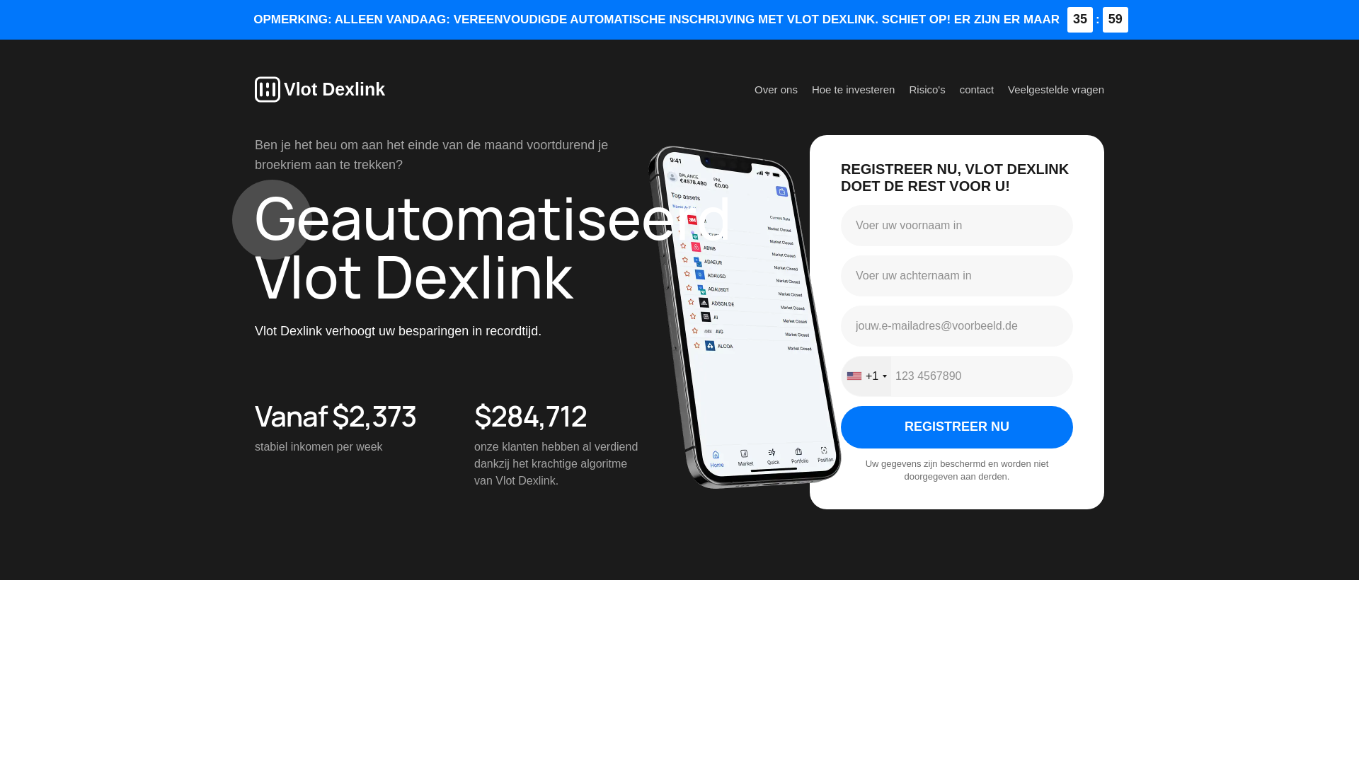 website screenshot of https://vlotdexlinktrade.com/