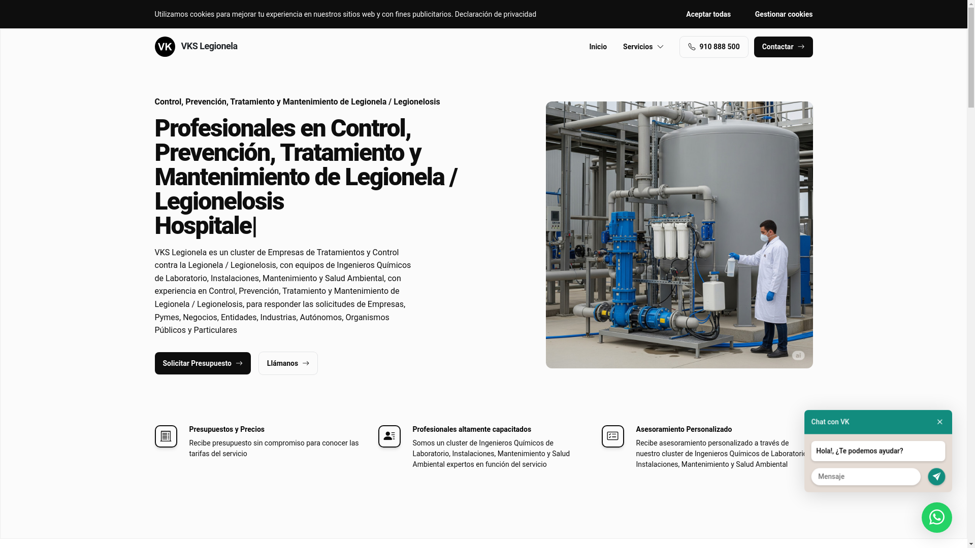 website screenshot of https://vkslegionelabarcelona.es/