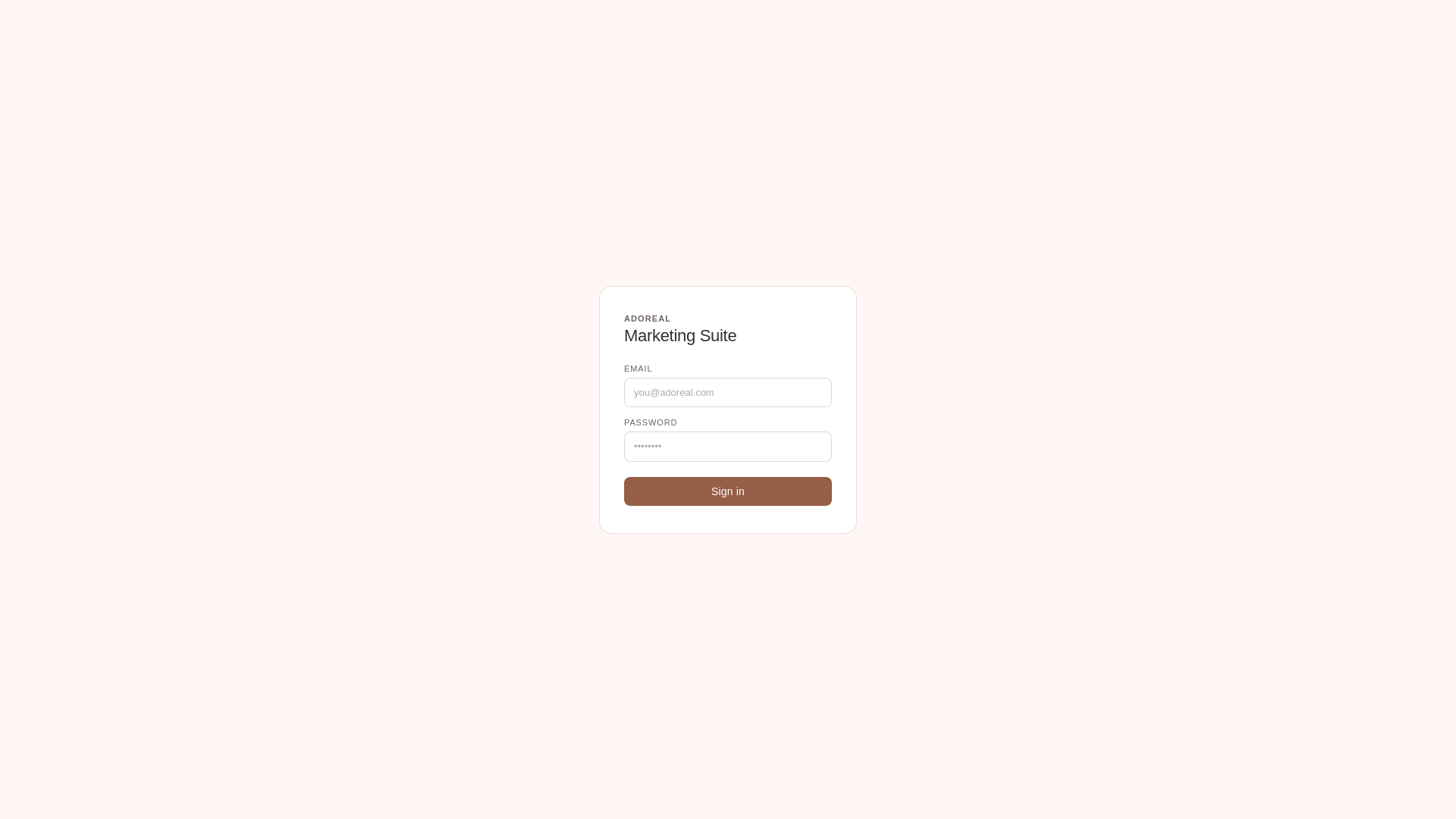 website screenshot of https://adoreal-marketing-suite.com/