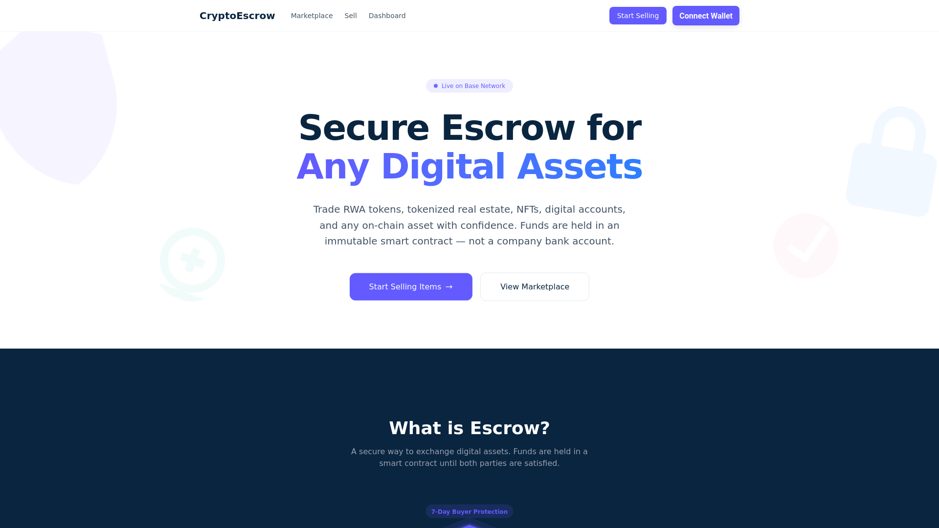 website screenshot of https://cryptoescrow-app.pages.dev/