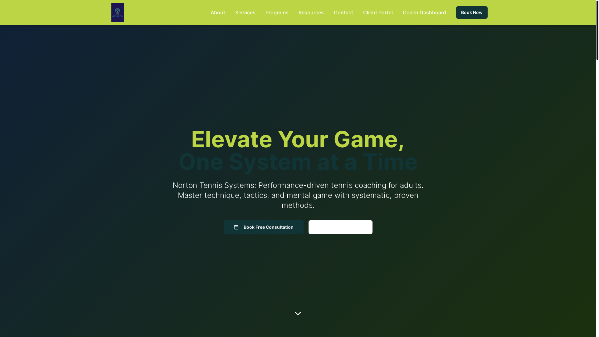website screenshot of https://nortontennissystems.com/