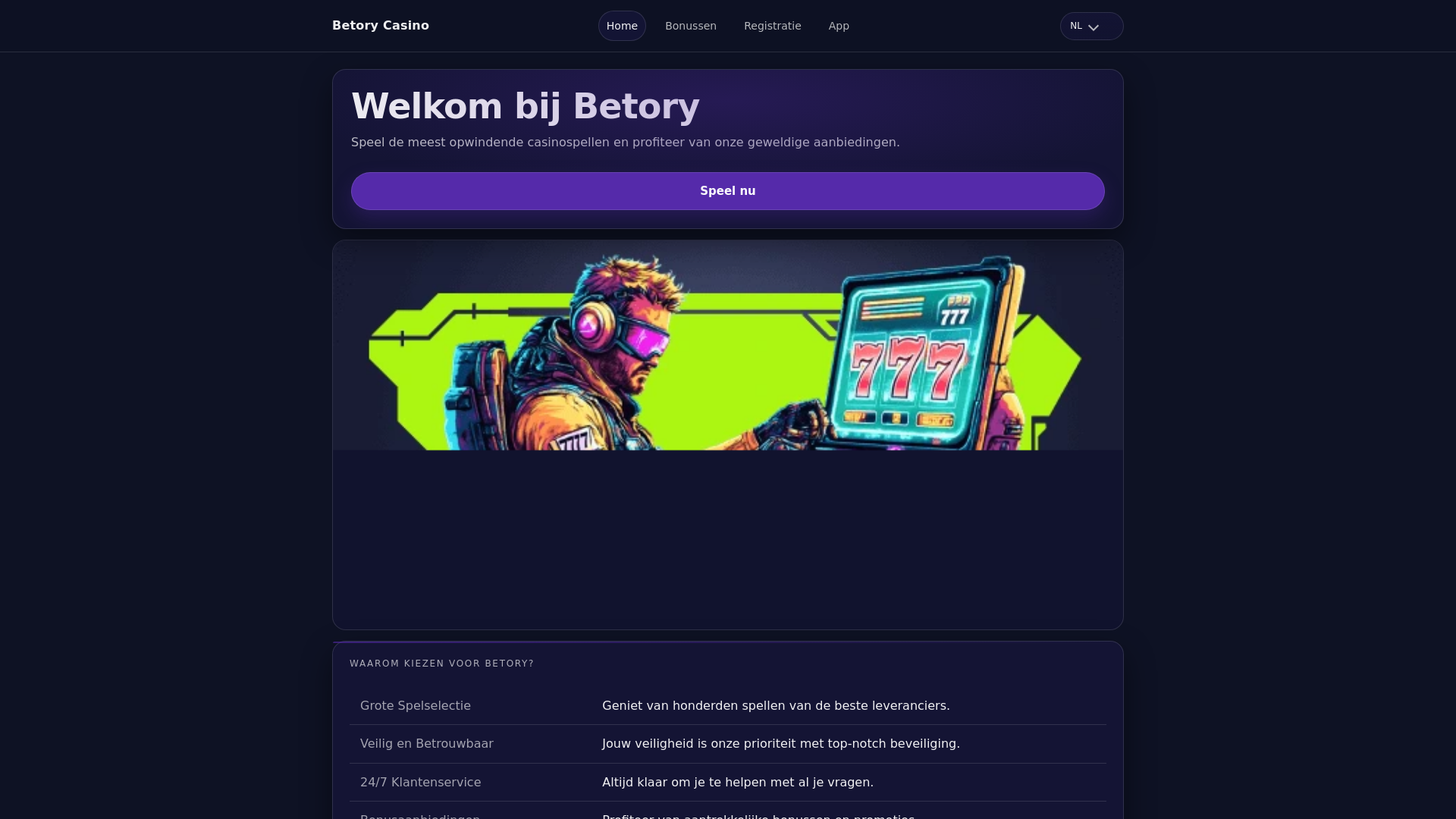 website screenshot of https://betory-casino.site
