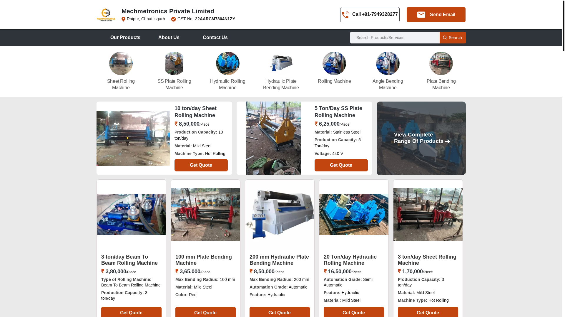 website screenshot of https://mechmetronics.com/