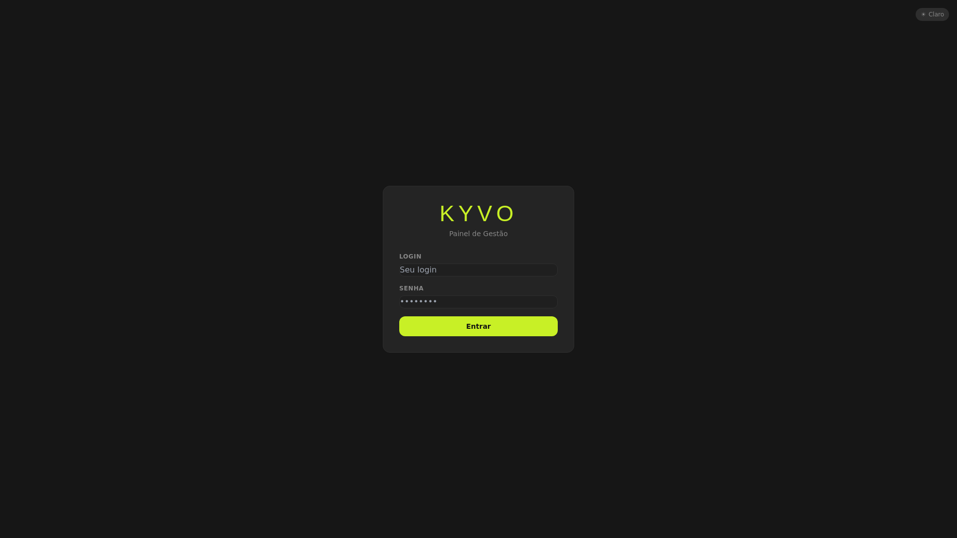 website screenshot of https://kyvo-dashboard.pages.dev/