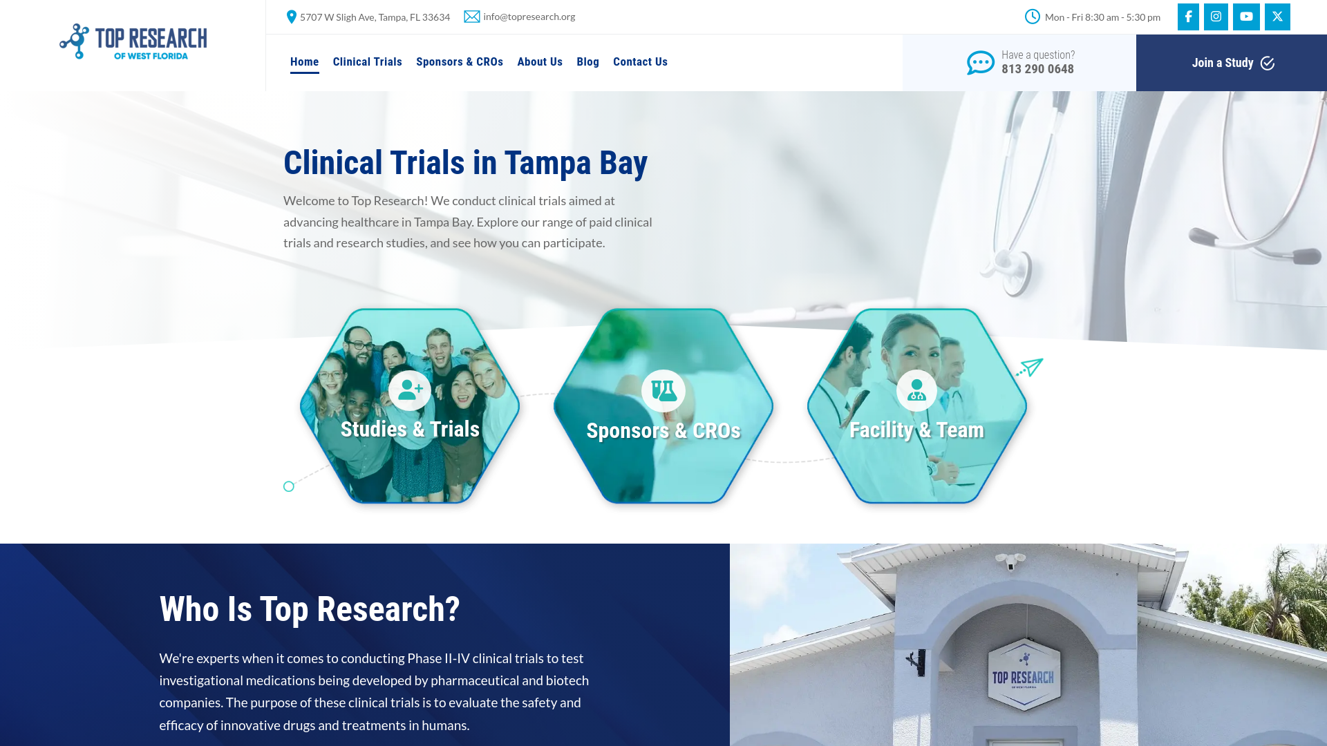 website screenshot of https://topresearchclinical.org