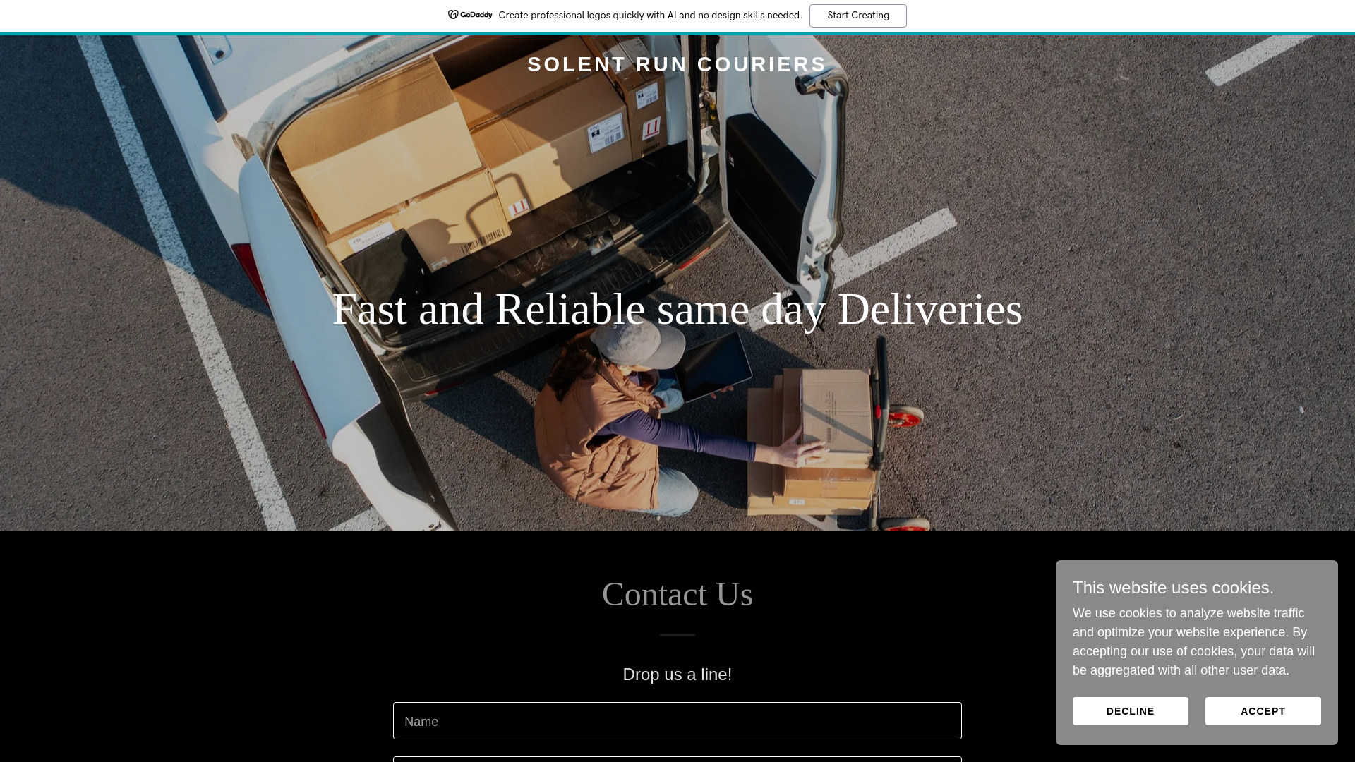 website screenshot of https://solentrun-couriers.co.uk/