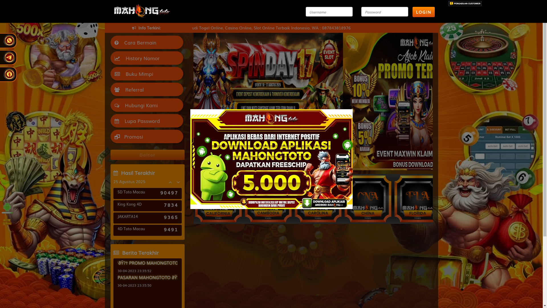 website screenshot of https://mahongtotogandacuan.com/