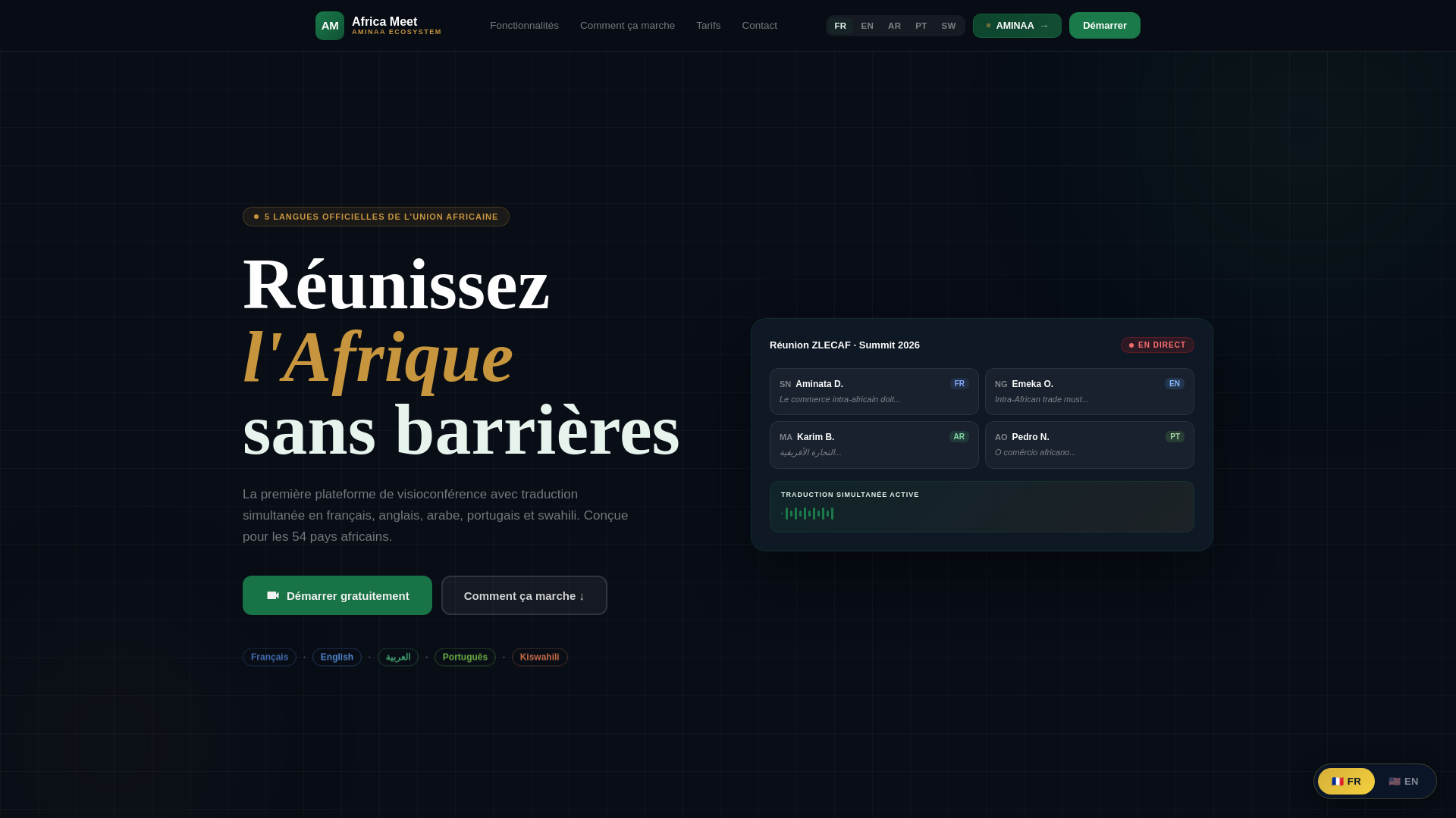 website screenshot of https://africameet.org/