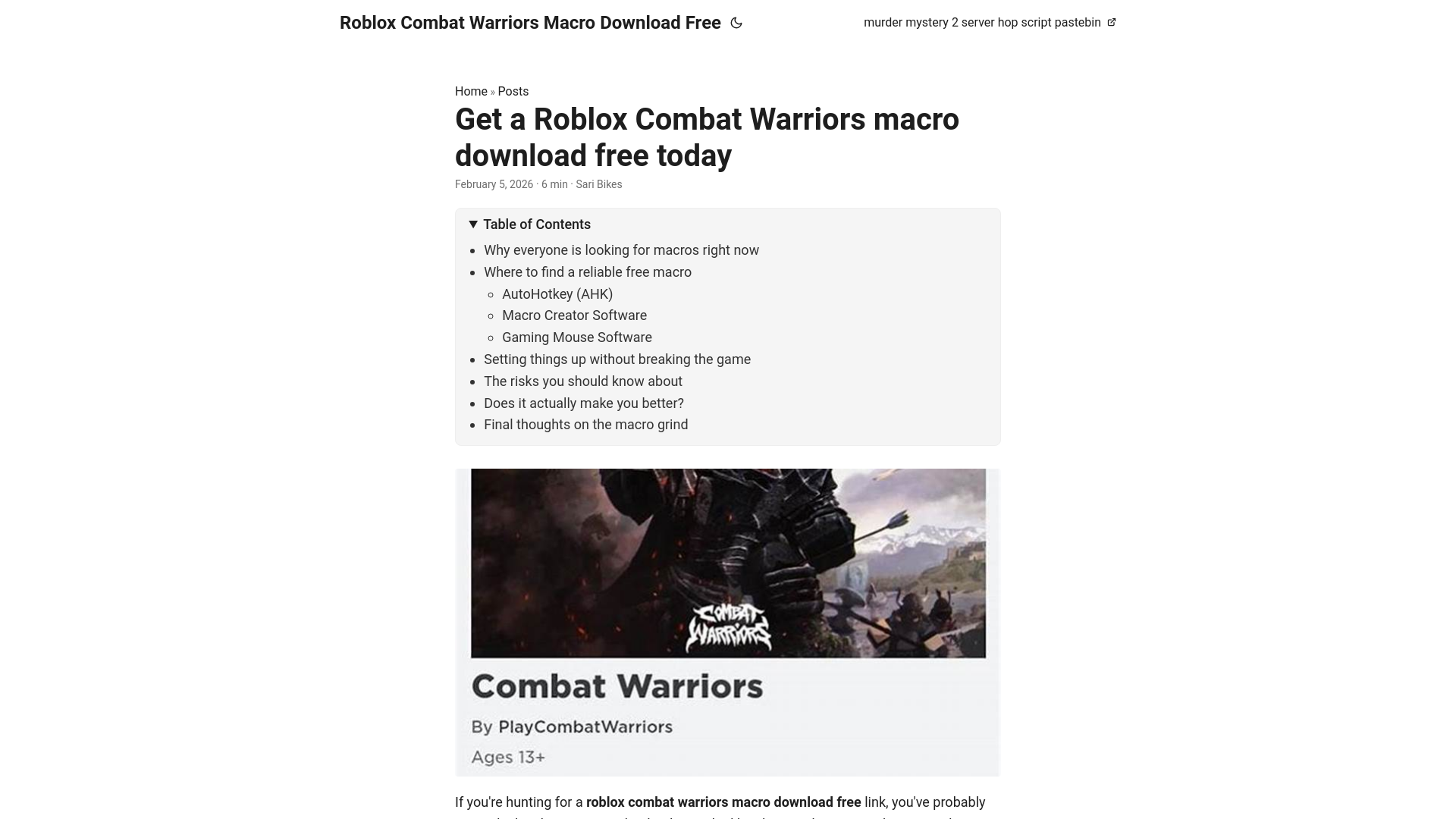 website screenshot of https://roblox-combat-warriors-macro-download-free.pages.dev/