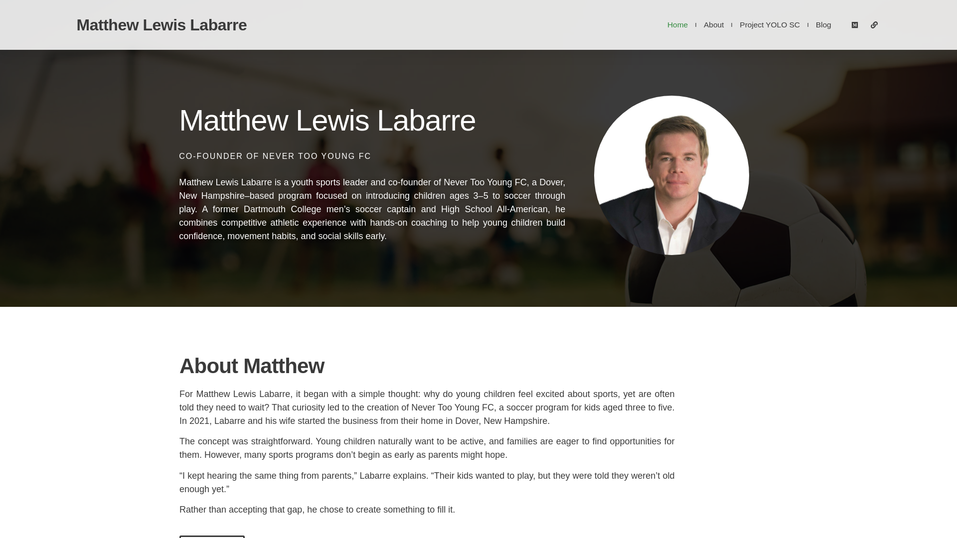 website screenshot of https://matthewlewislabarre.com