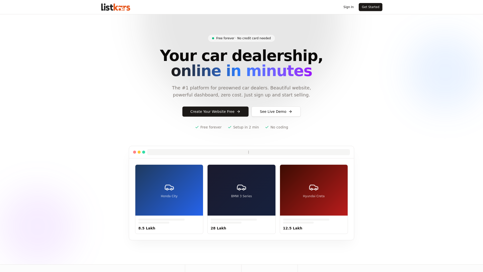 website screenshot of https://listcarz.com