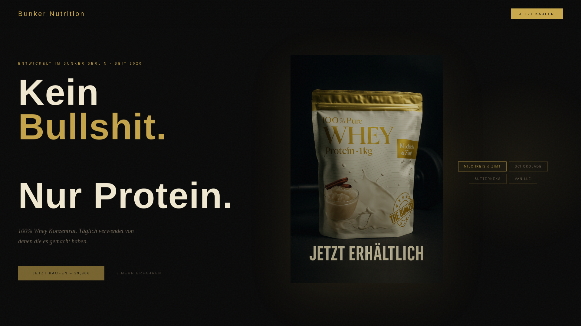 website screenshot of https://bunkernutrition.de