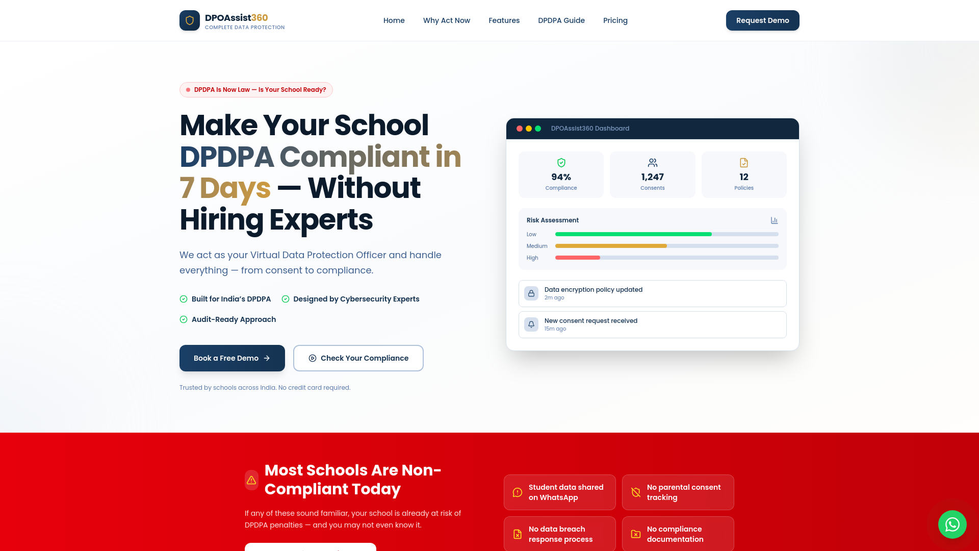 website screenshot of https://dpoassist360.com